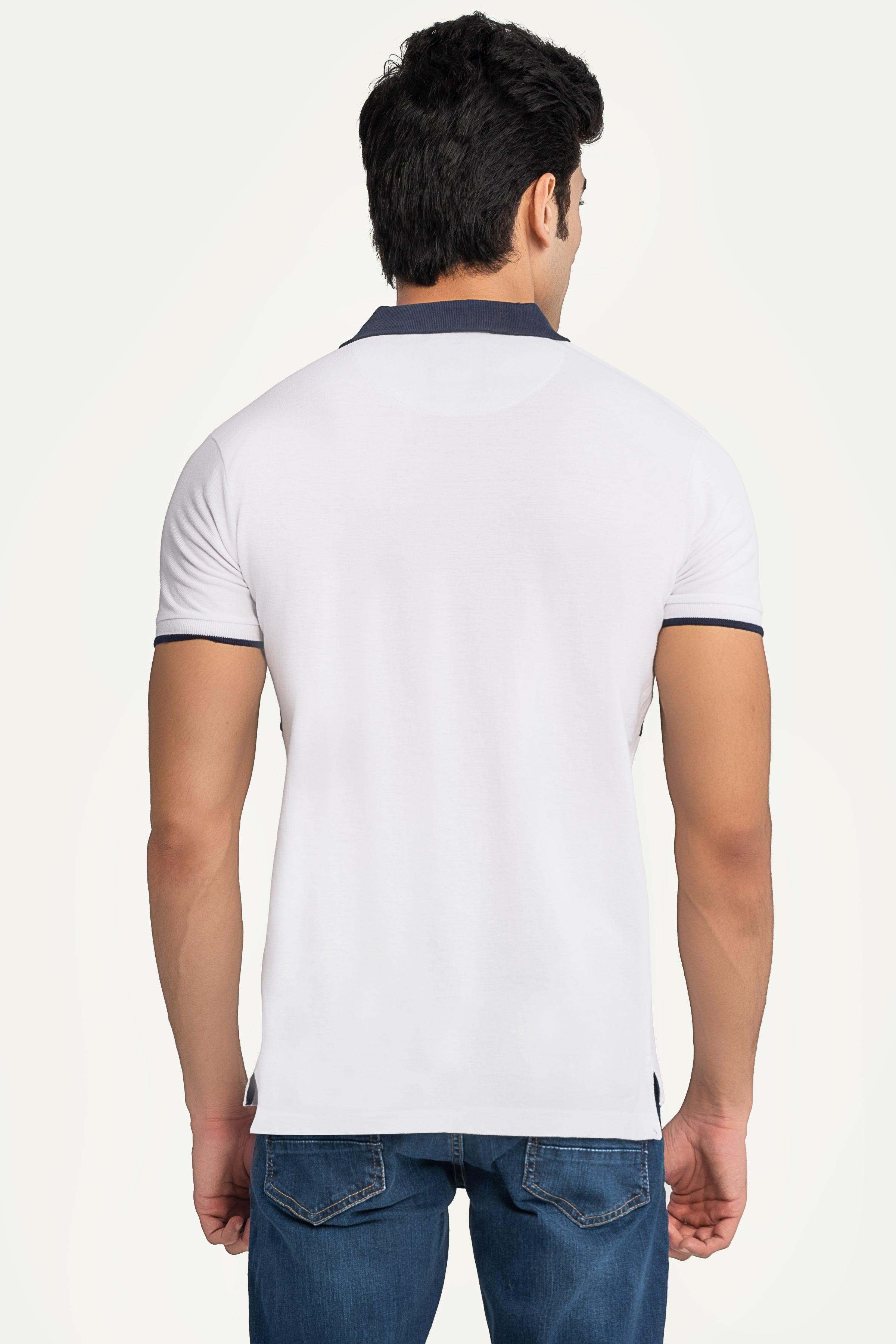 FASHION POLO WHITE NAVY at Charcoal Clothing