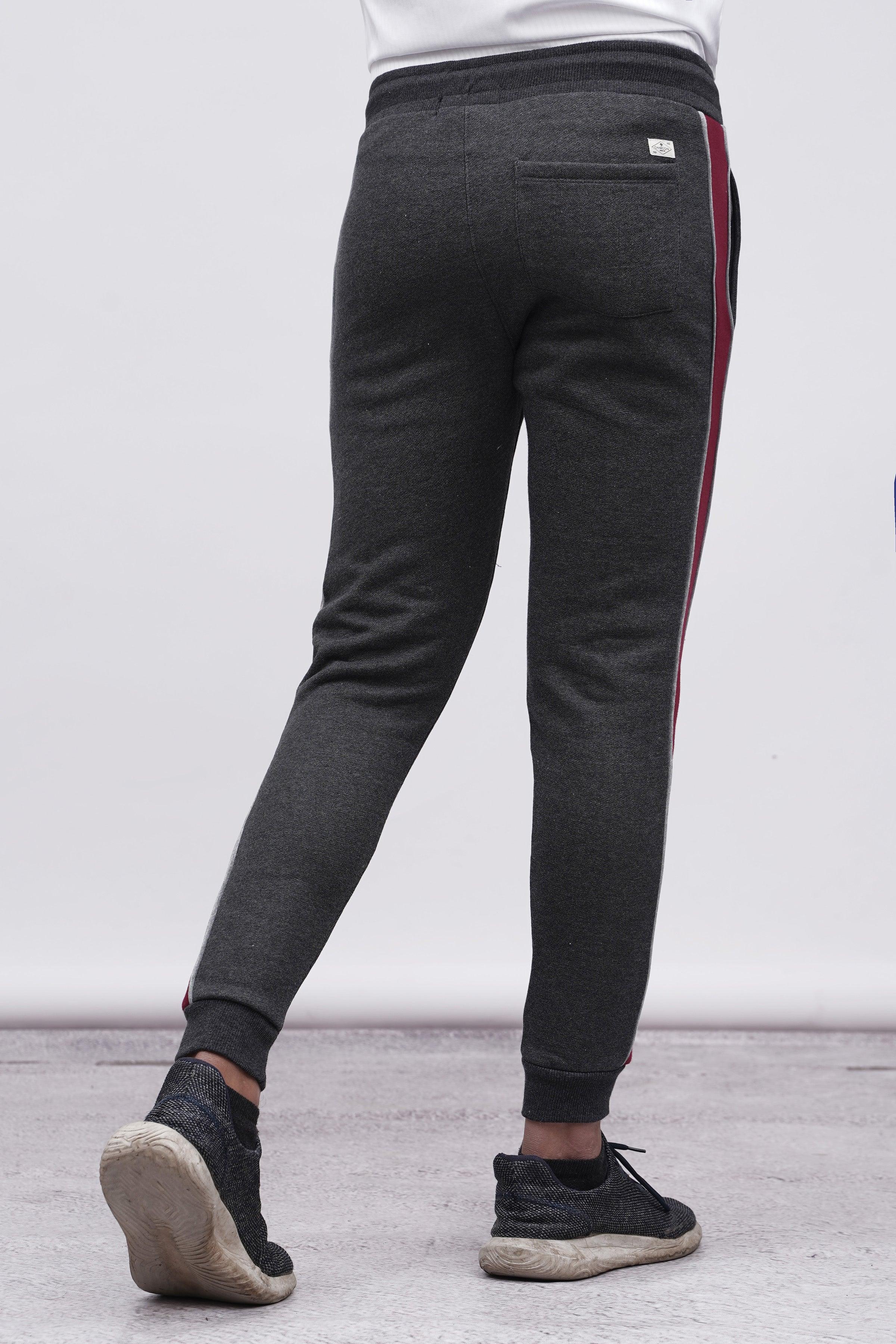 FLEECE CONTRAST PANNEL TROUSER CHARCOAL at Charcoal Clothing