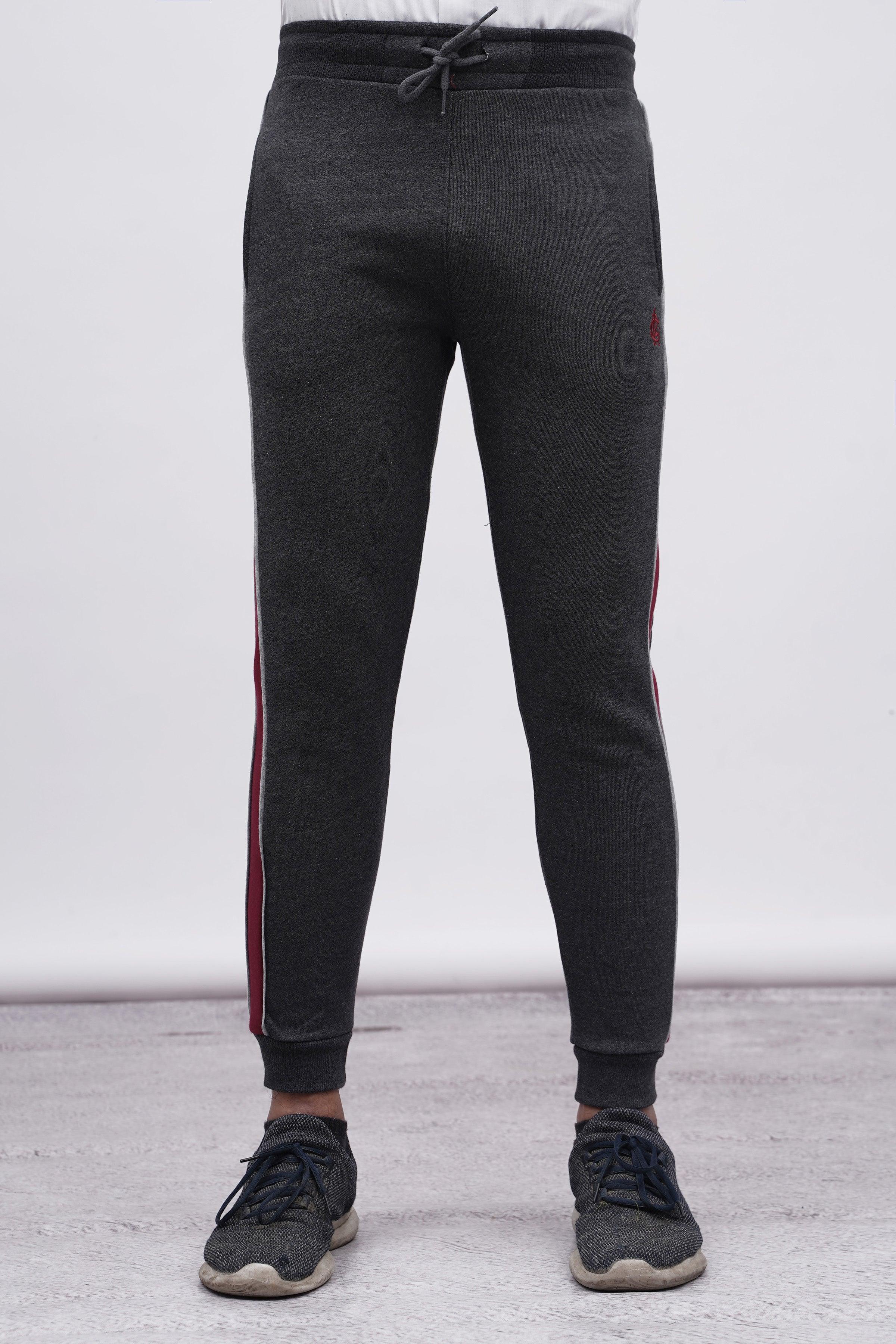 FLEECE CONTRAST PANNEL TROUSER CHARCOAL at Charcoal Clothing