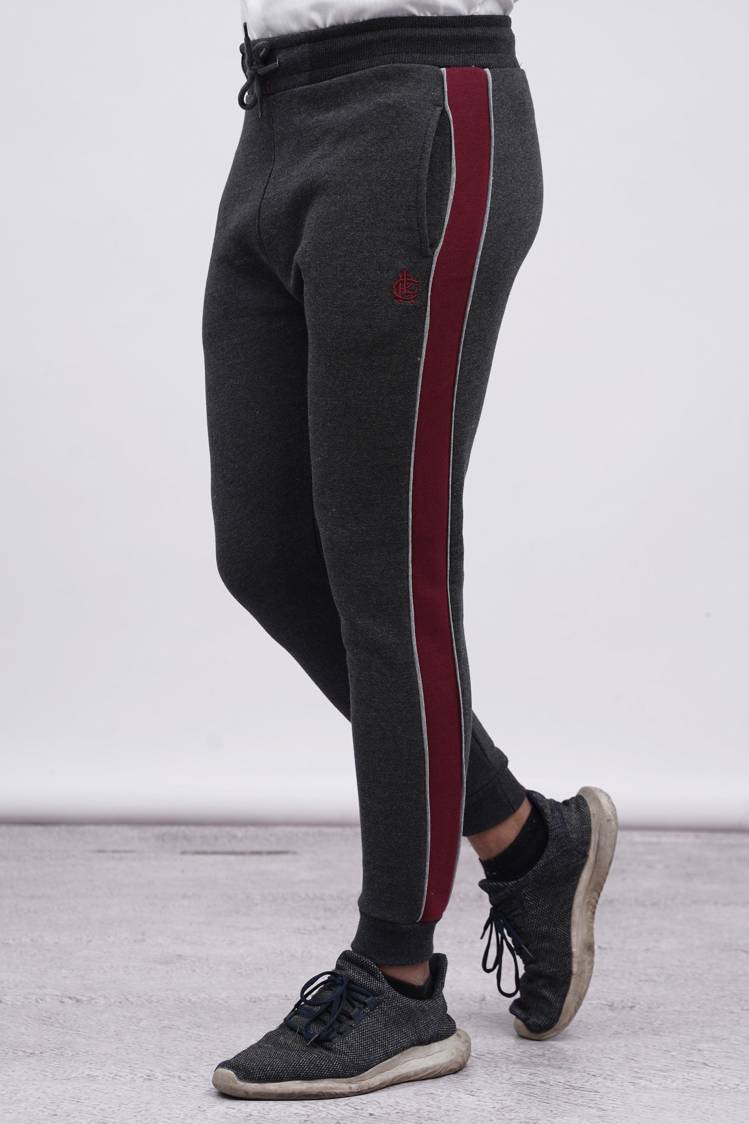 FLEECE CONTRAST PANNEL TROUSER CHARCOAL at Charcoal Clothing