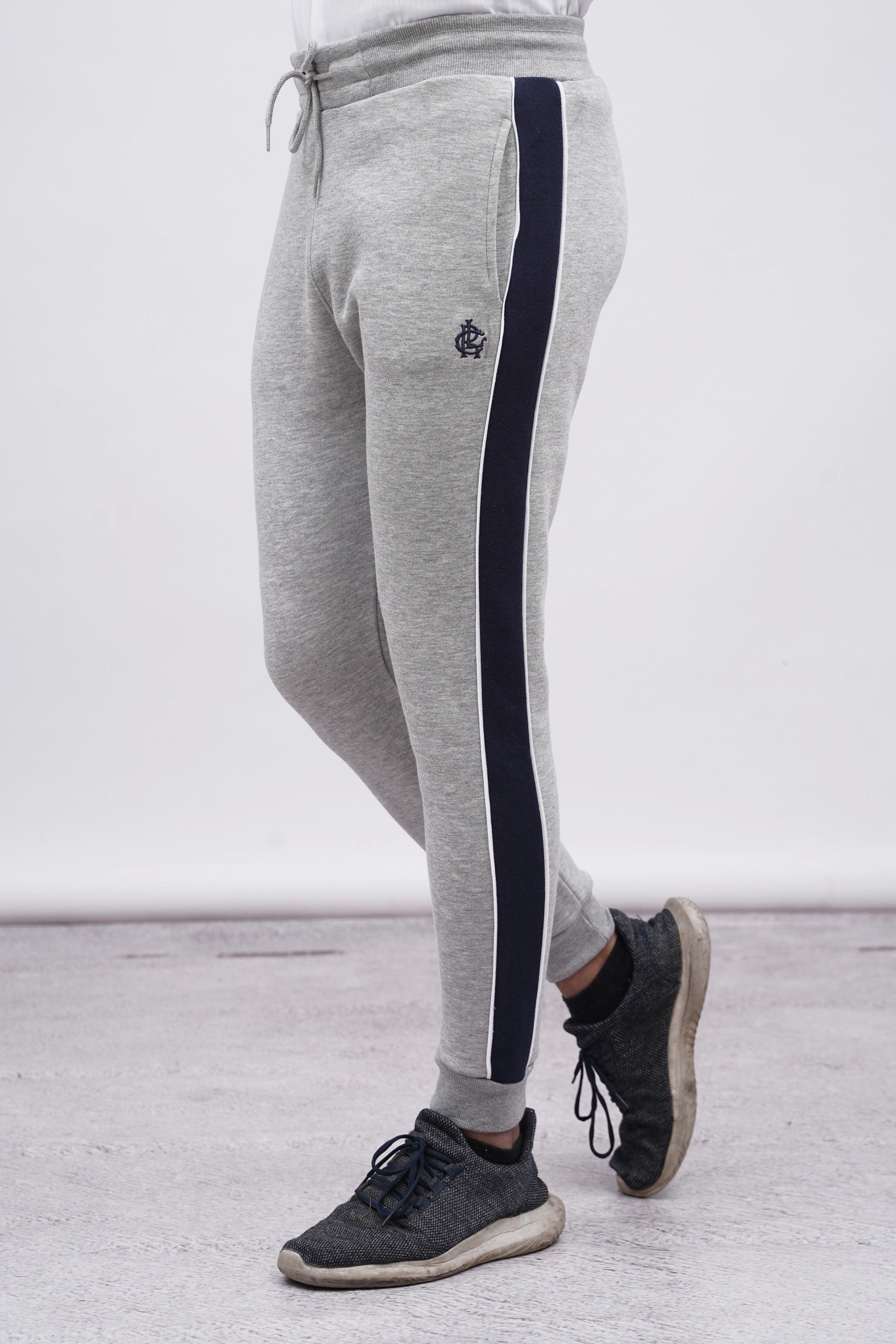 FLEECE CONTRAST PANNEL TROUSER GREY at Charcoal Clothing