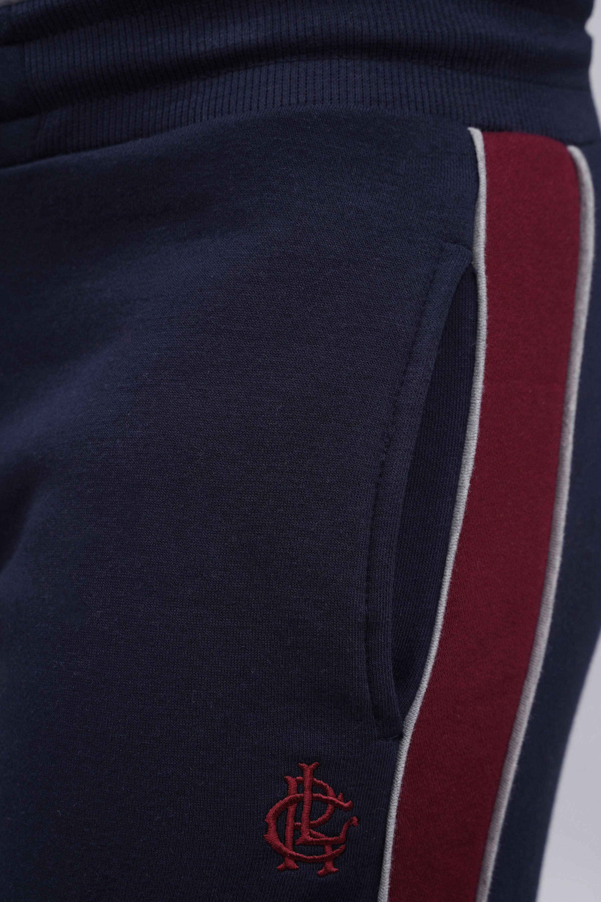 FLEECE CONTRAST PANNEL TROUSER NAVY at Charcoal Clothing