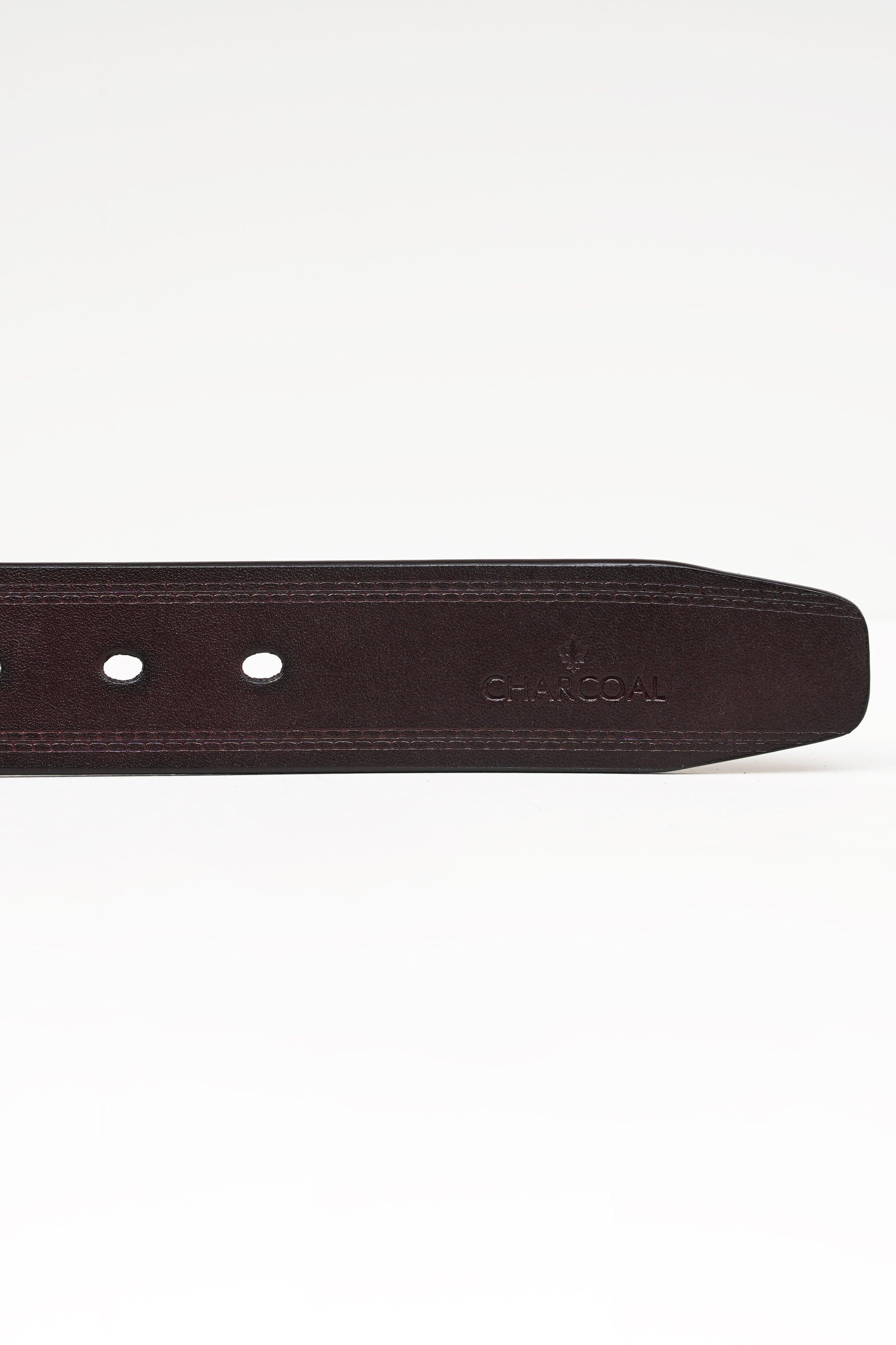 Dark brown leather belt tail with two adjustment holes