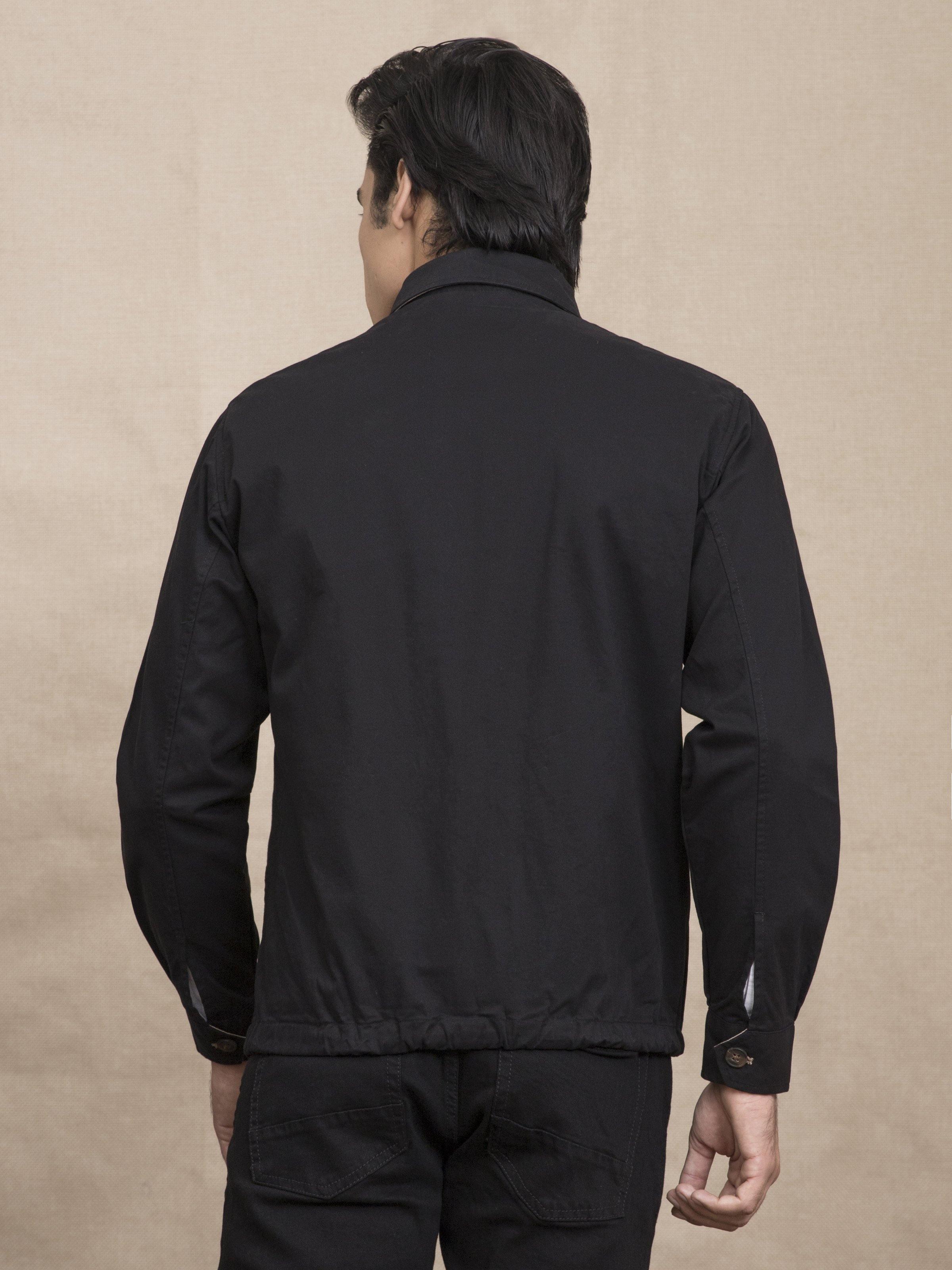 FULL SLEEVE COLLAR BLACK JACKET at Charcoal Clothing