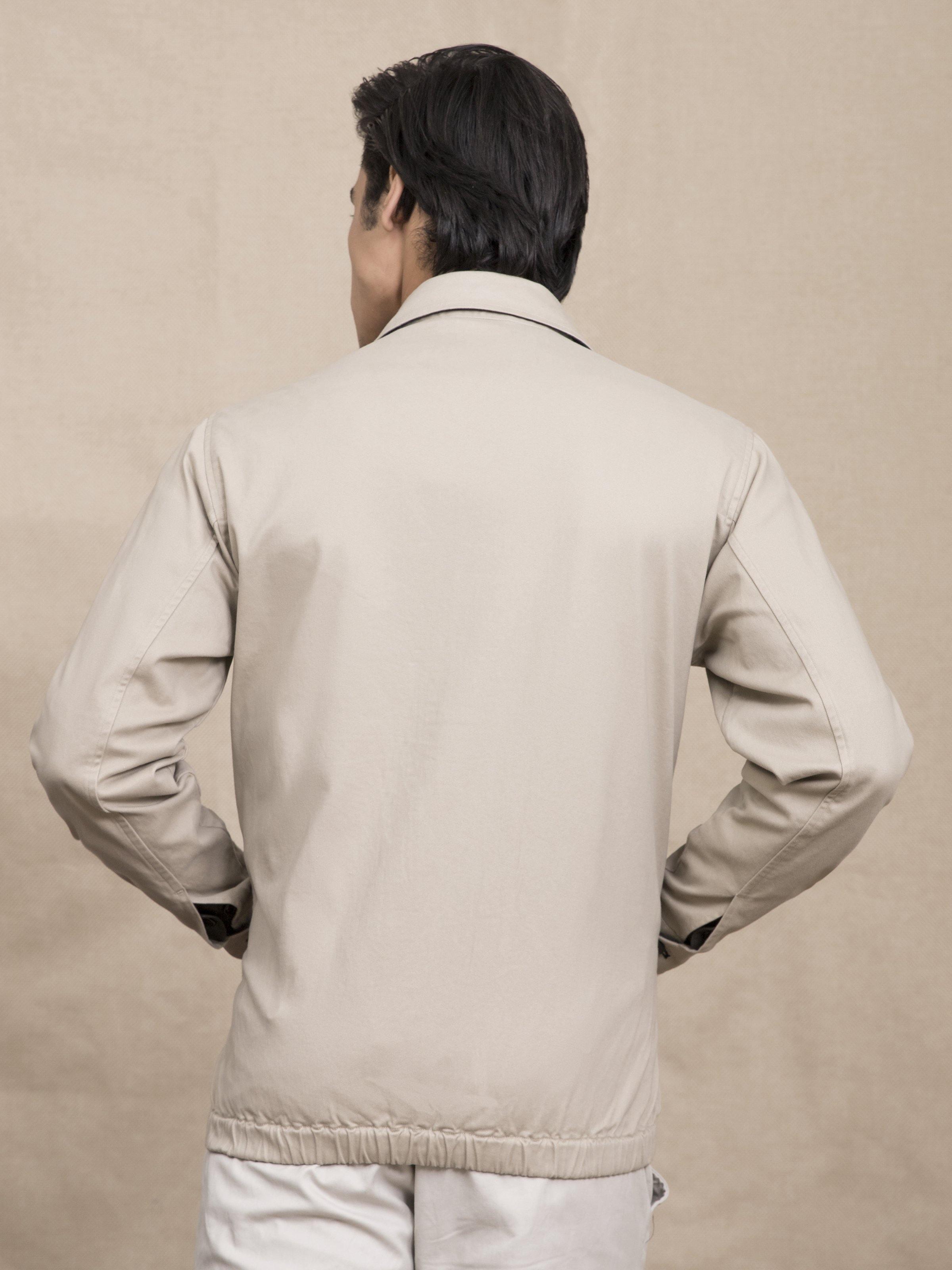 FULL SLEEVE COLLAR LIGHT KHAKI JACKET at Charcoal Clothing