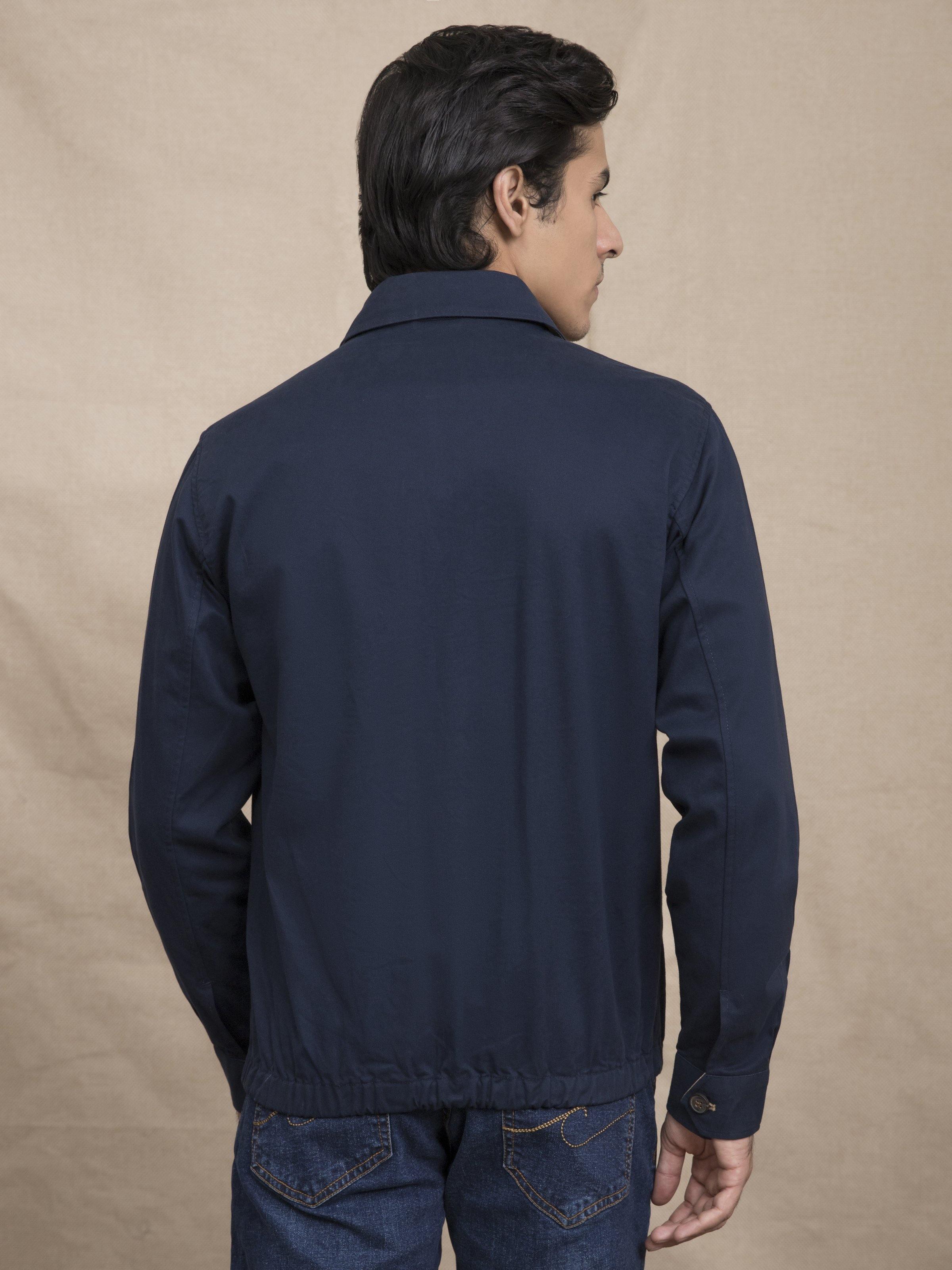 FULL SLEEVE COLLAR NAVY JACKET at Charcoal Clothing