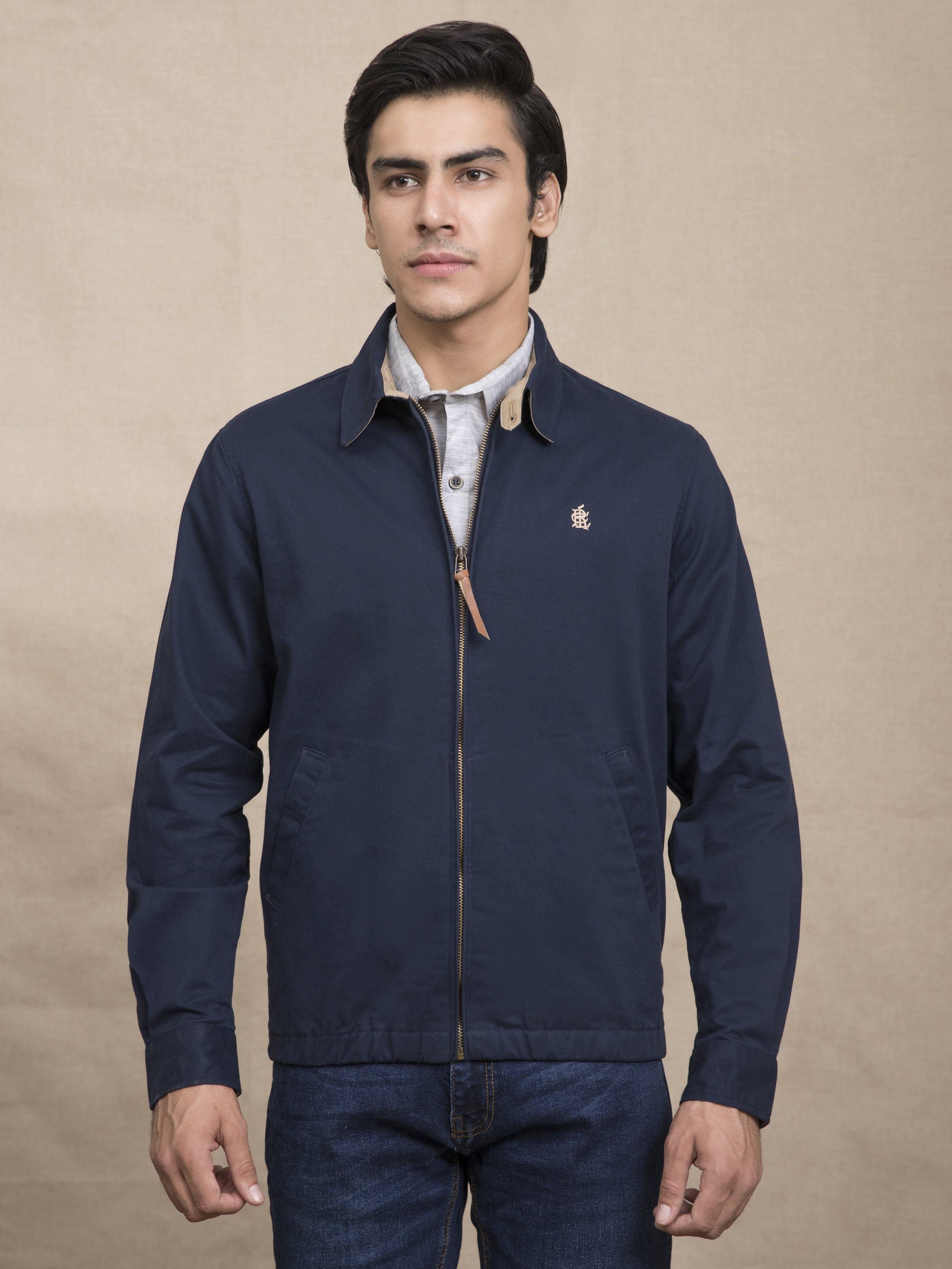 FULL SLEEVE COLLAR NAVY JACKET at Charcoal Clothing