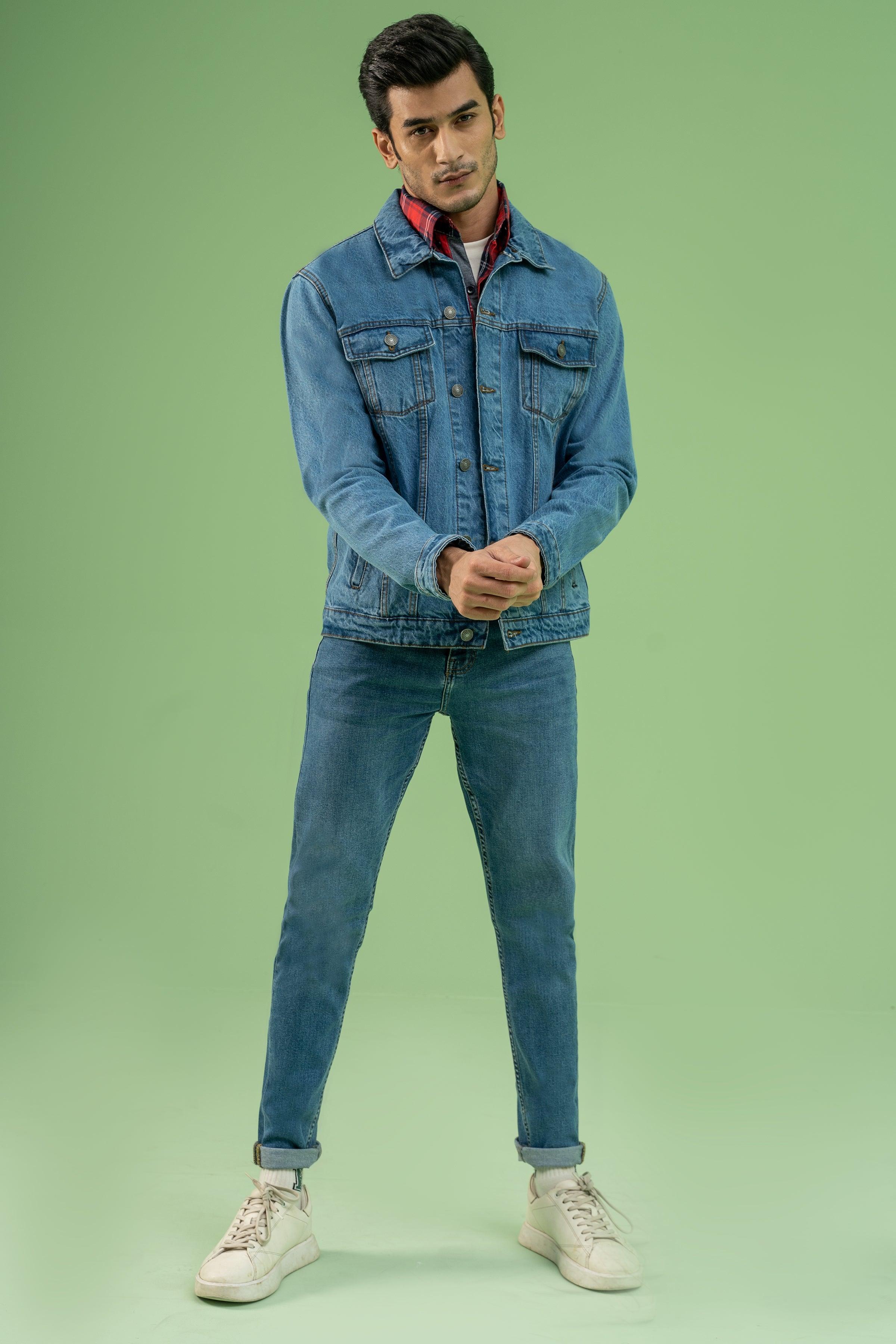 FULL SLEEVE DENIM JACKET LIGHT BLUE at Charcoal Clothing
