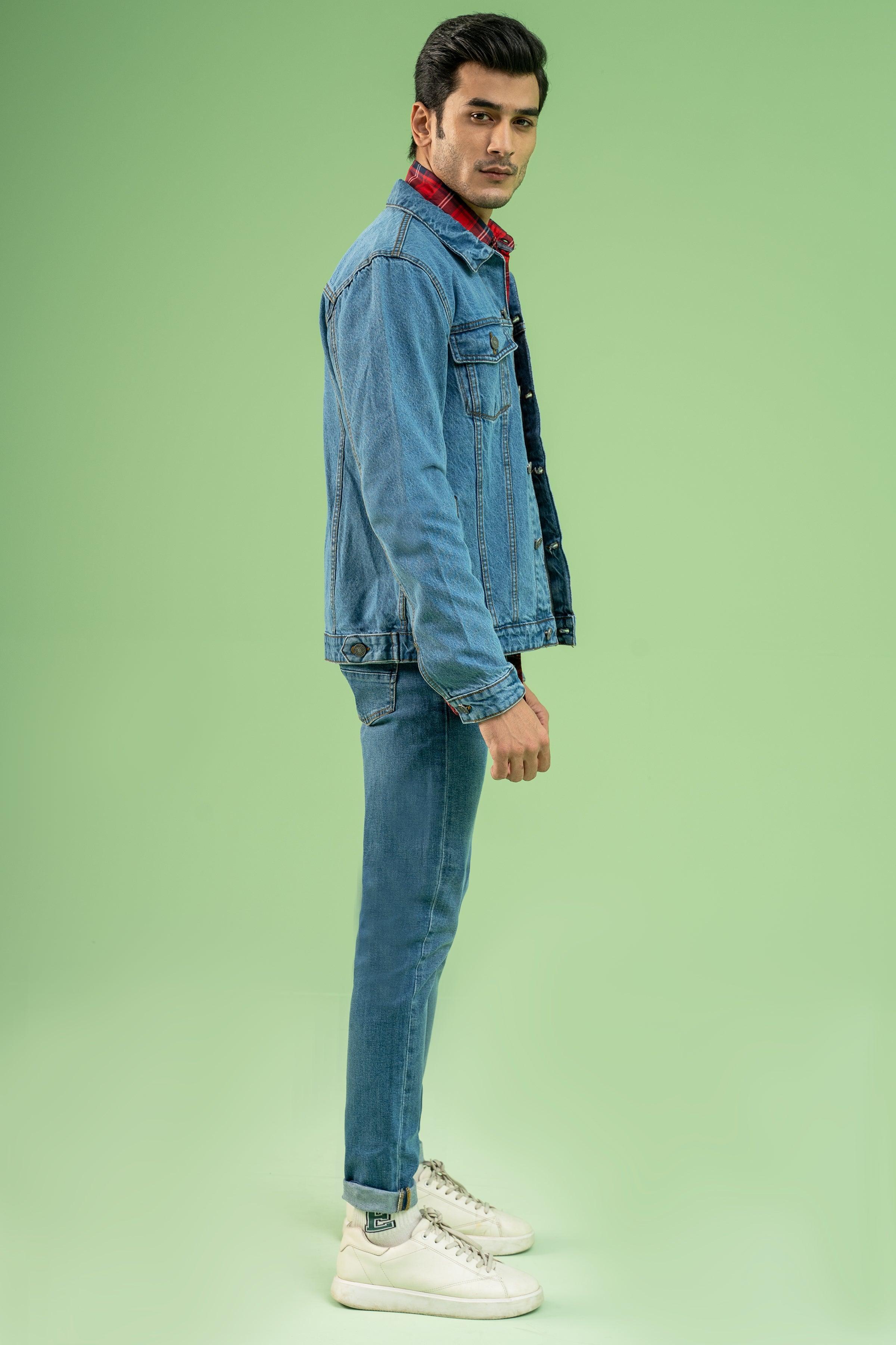 FULL SLEEVE DENIM JACKET LIGHT BLUE at Charcoal Clothing