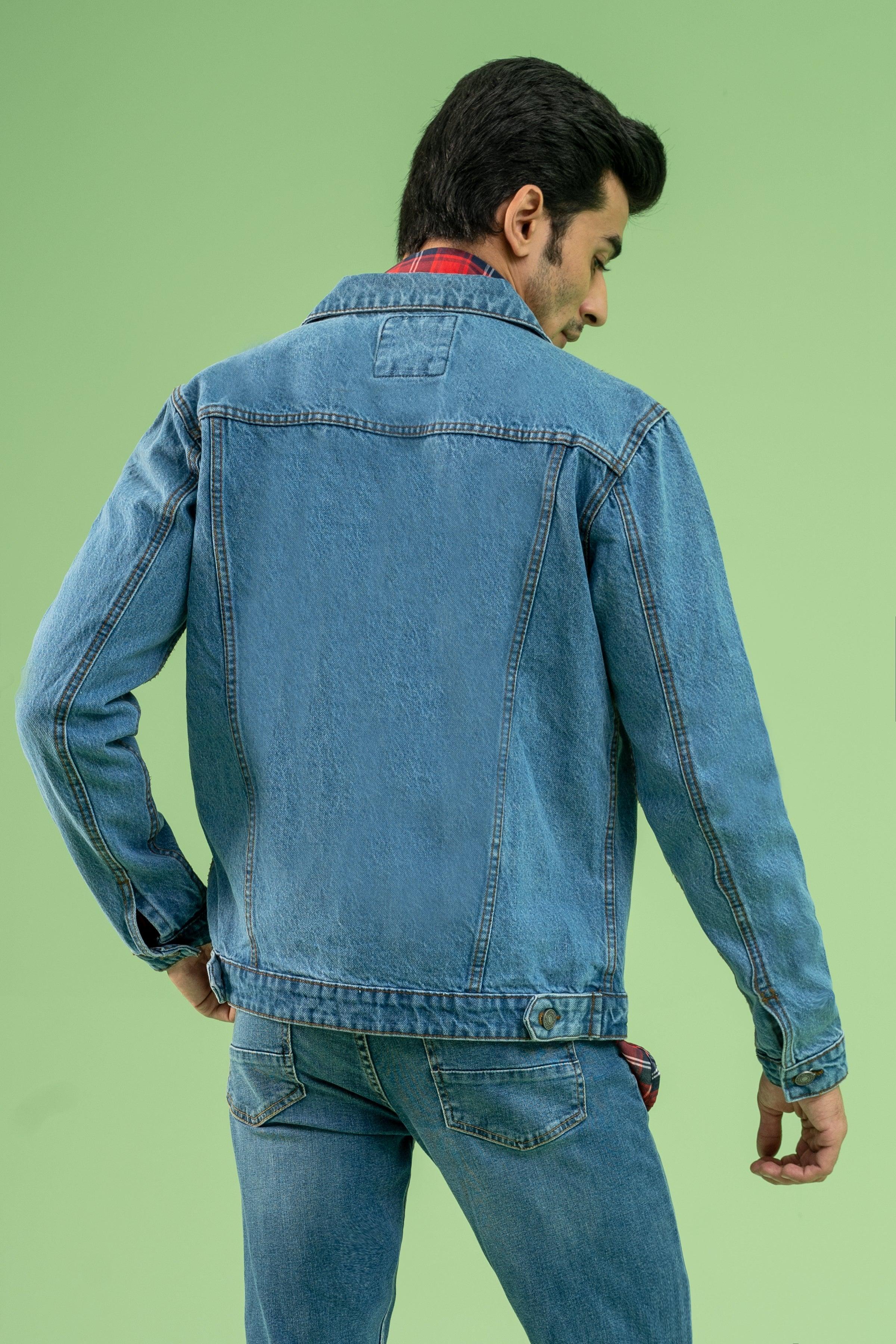 FULL SLEEVE DENIM JACKET LIGHT BLUE at Charcoal Clothing