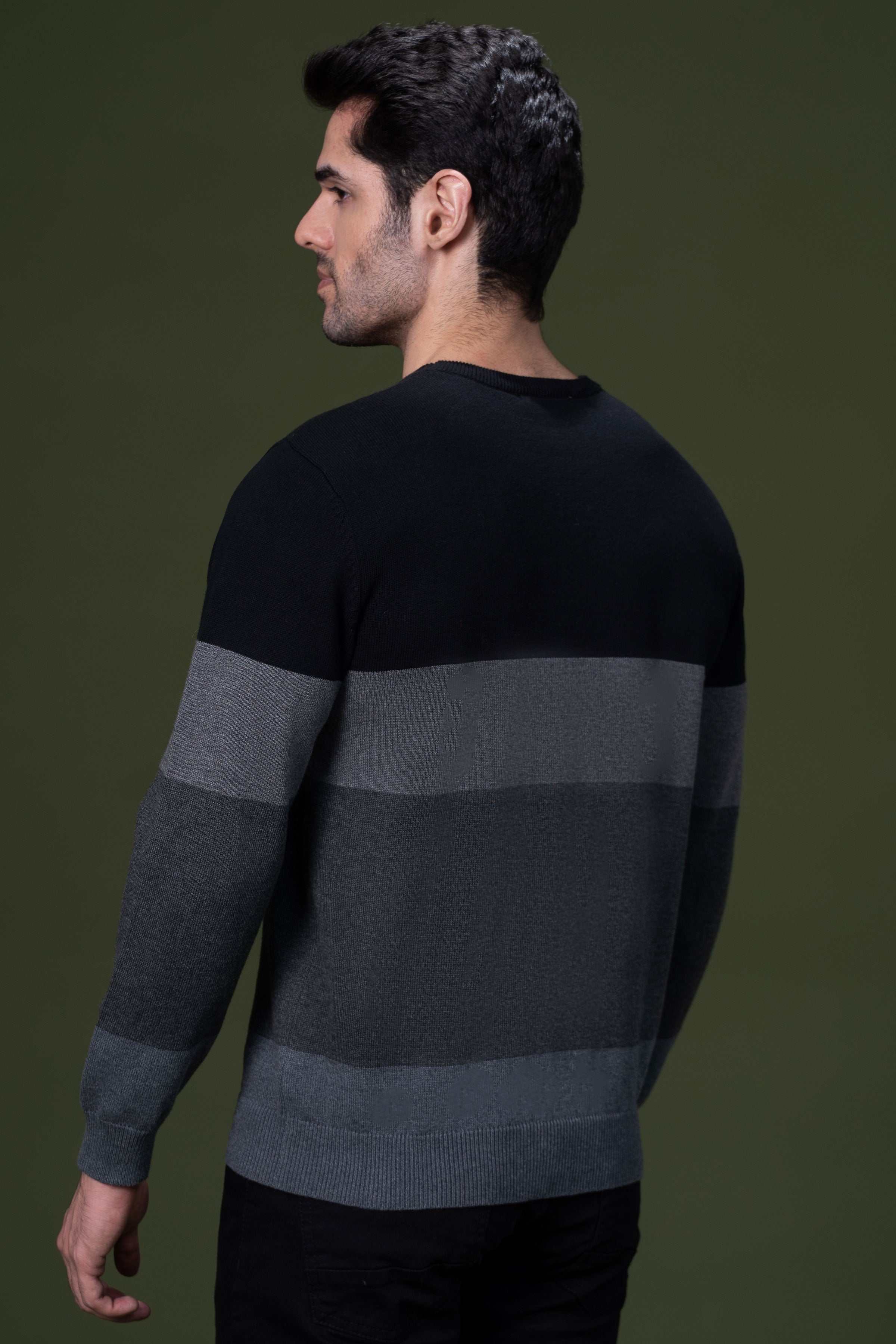 FULL SLEEVE SWEATER BLACK GREY at Charcoal Clothing