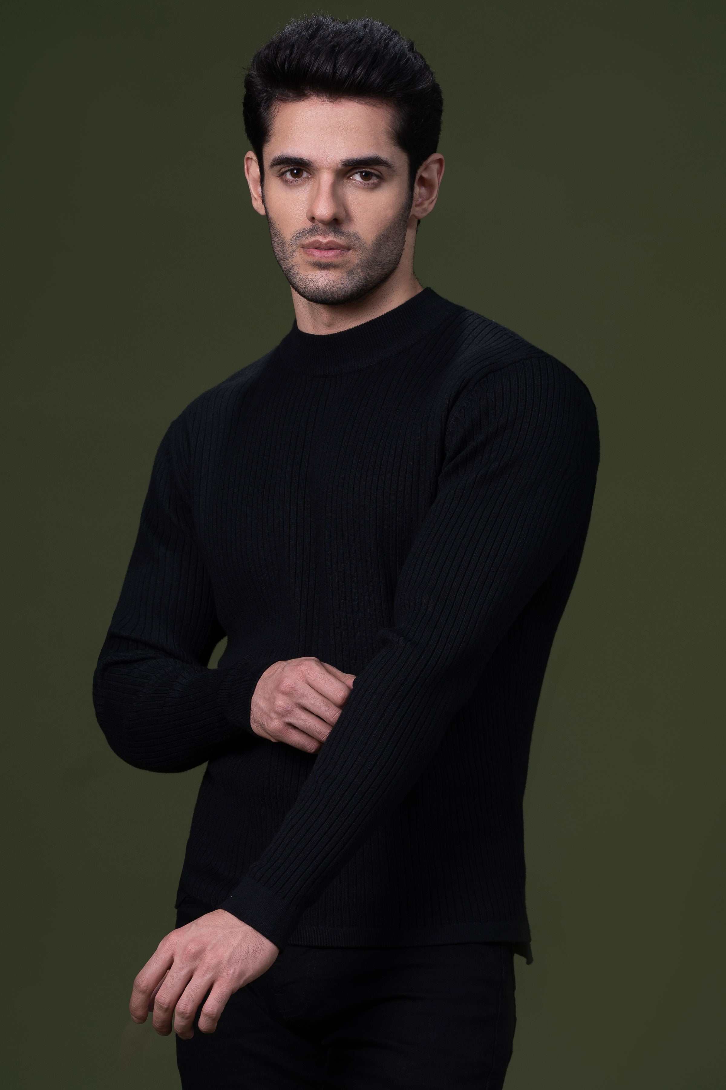 FULL SLEEVE SWEATER BLACK at Charcoal Clothing