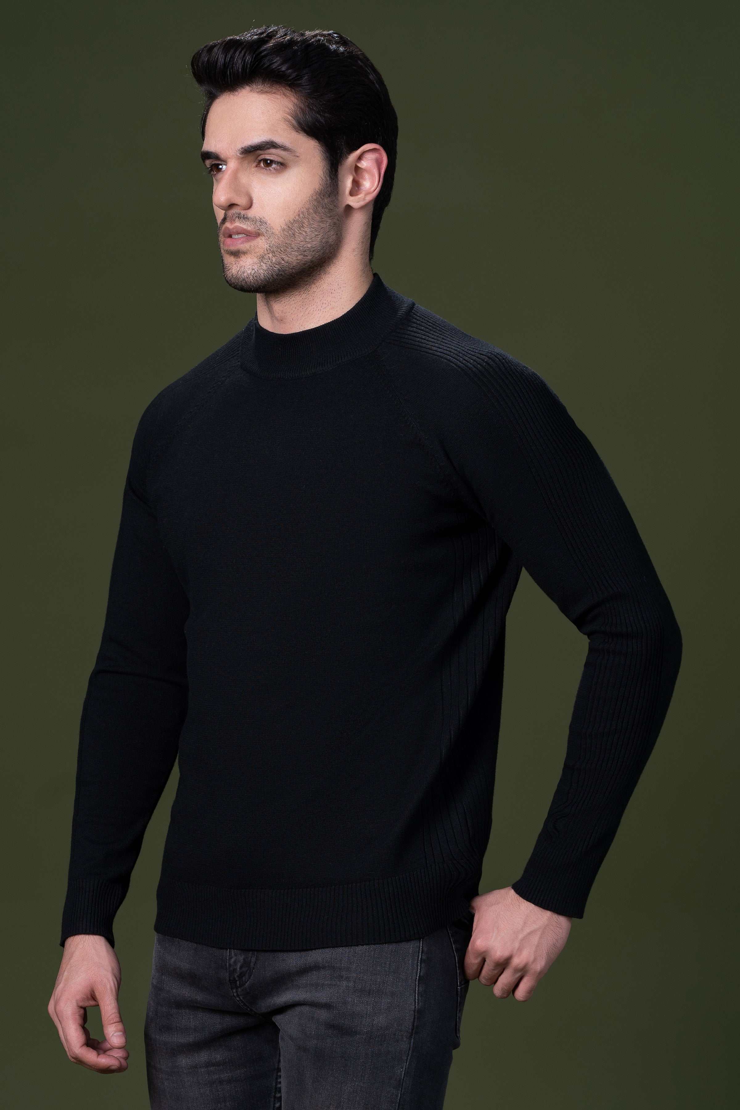 FULL SLEEVE SWEATER BLACK at Charcoal Clothing