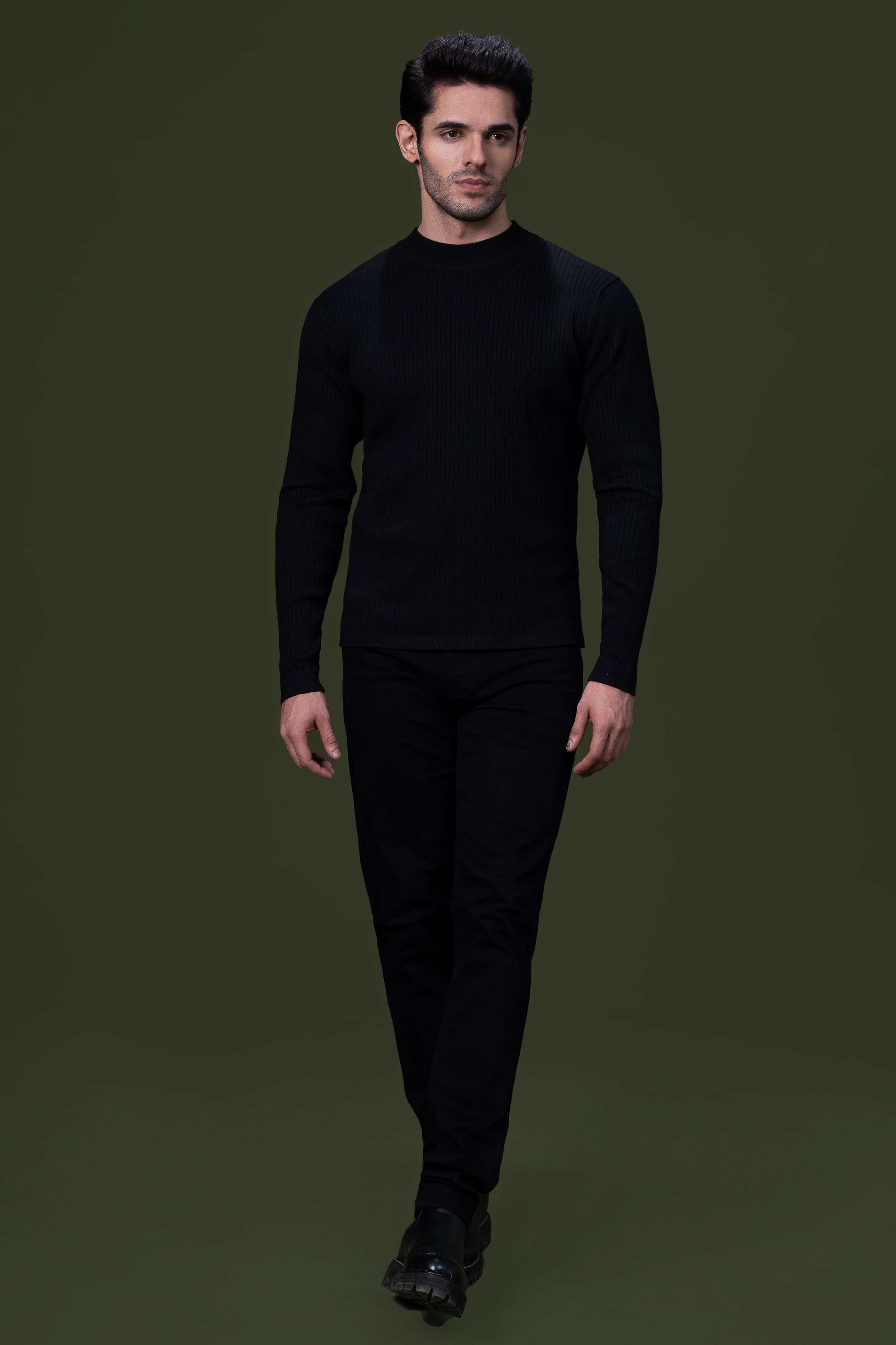 FULL SLEEVE SWEATER BLACK at Charcoal Clothing