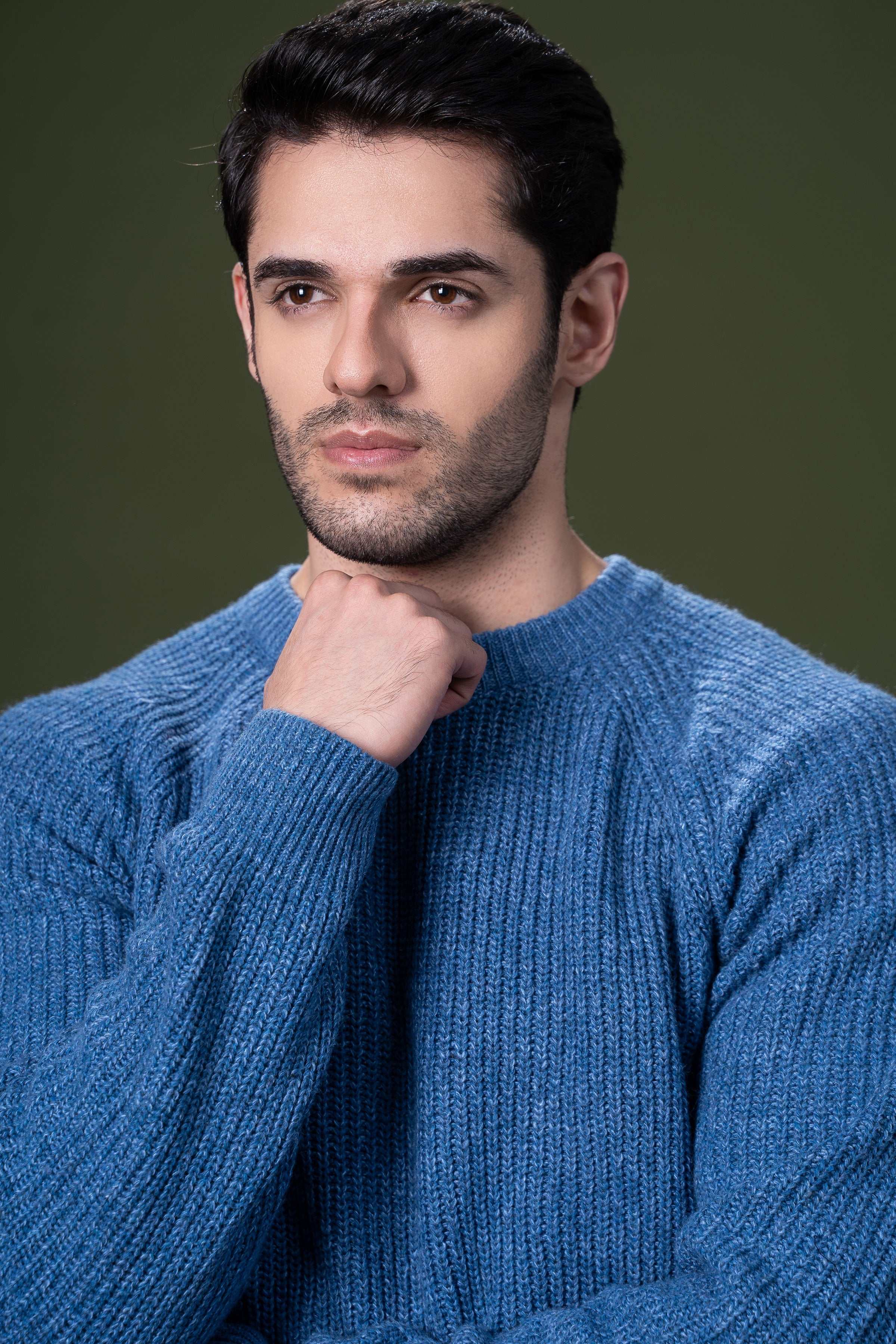 FULL SLEEVE SWEATER BLUE at Charcoal Clothing