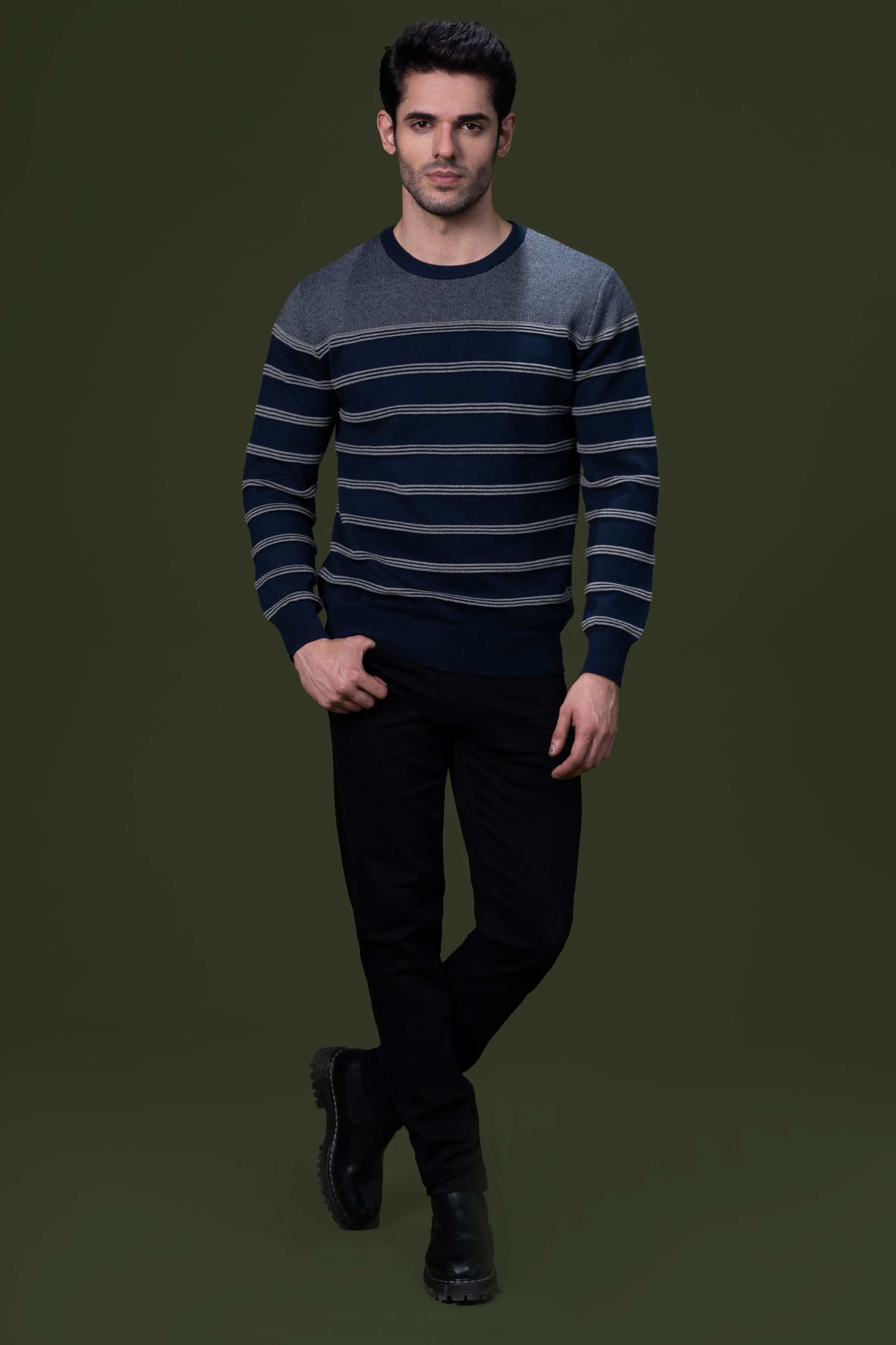 FULL SLEEVE SWEATER DARK NAVY at Charcoal Clothing
