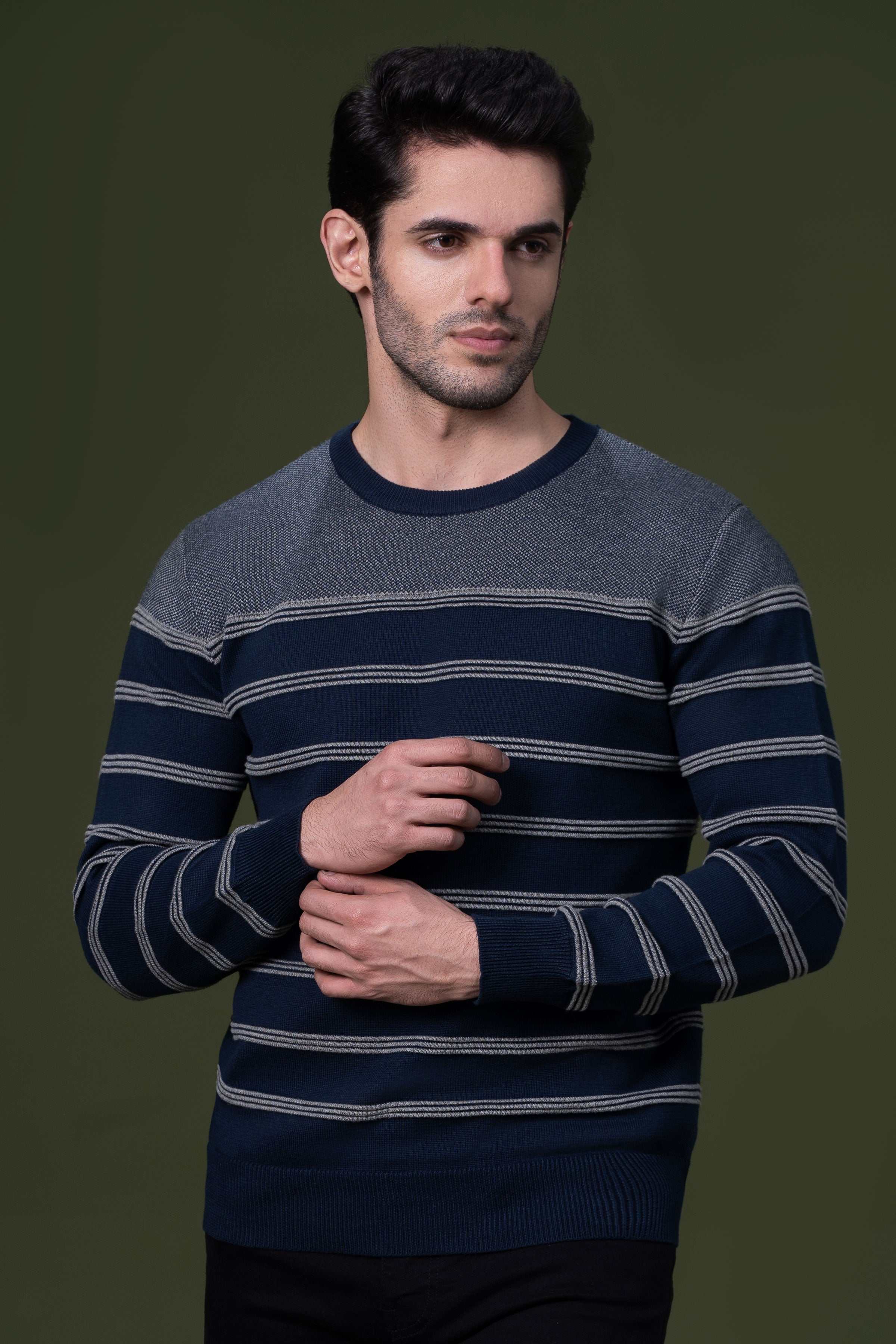 FULL SLEEVE SWEATER DARK NAVY at Charcoal Clothing