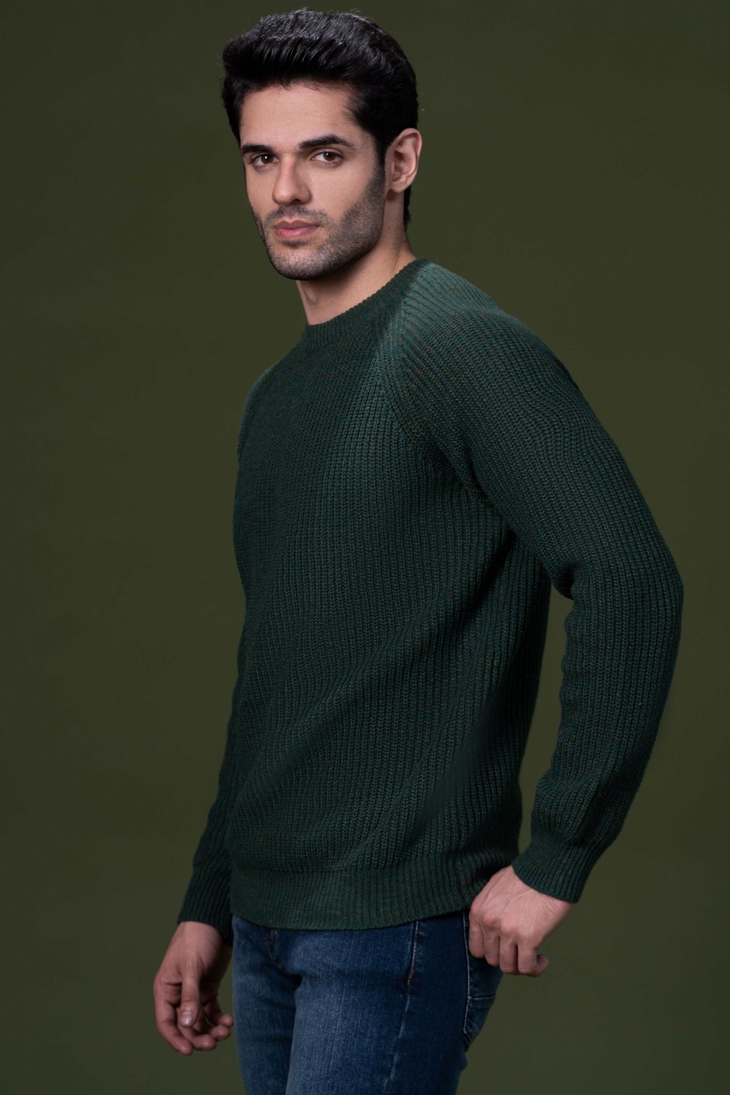 FULL SLEEVE SWEATER GREEN at Charcoal Clothing