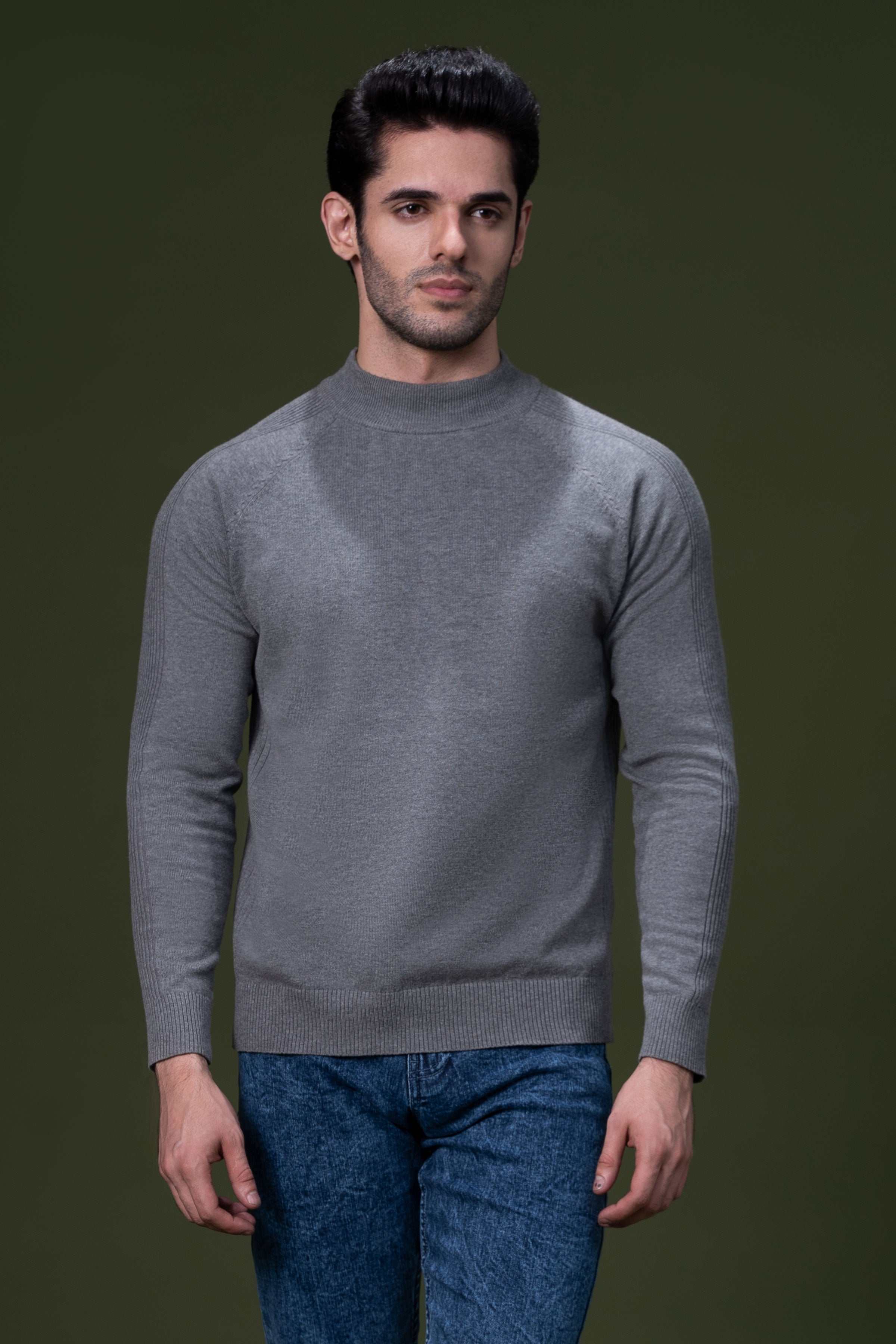 FULL SLEEVE SWEATER GREY at Charcoal Clothing