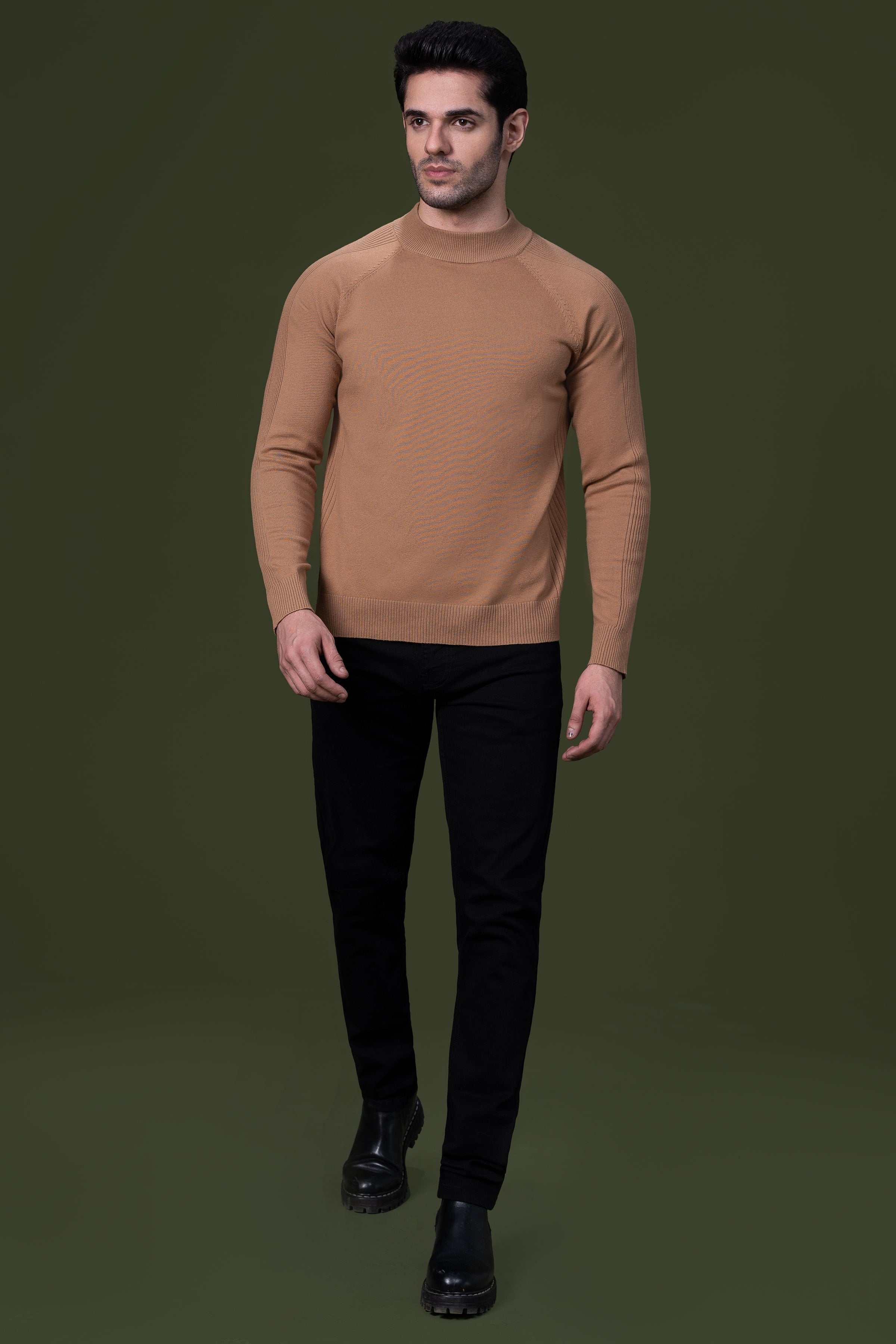 FULL SLEEVE SWEATER KHAKI at Charcoal Clothing