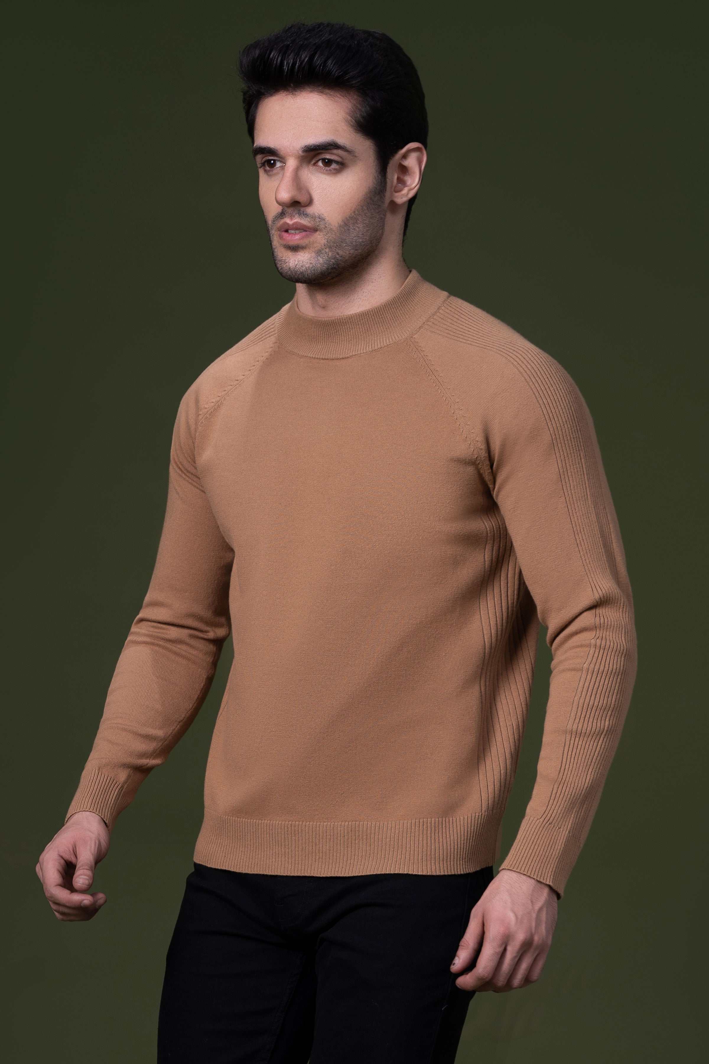 FULL SLEEVE SWEATER KHAKI at Charcoal Clothing