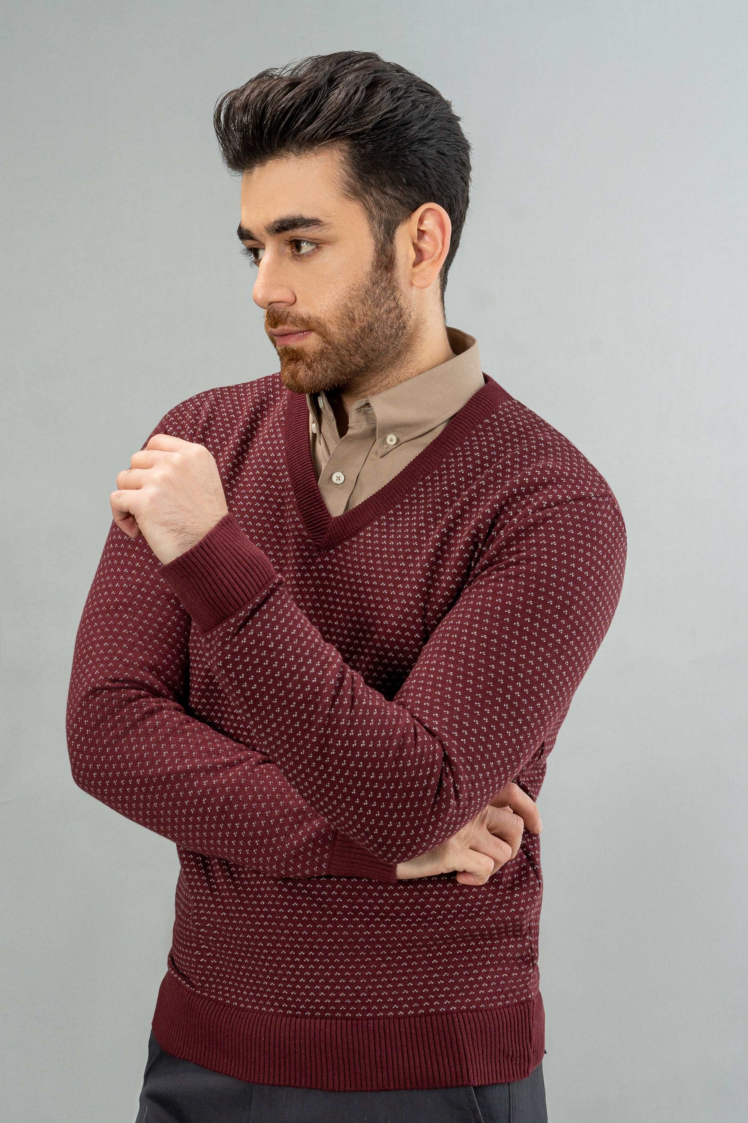 FULL SLEEVE SWEATER MAROON at Charcoal Clothing