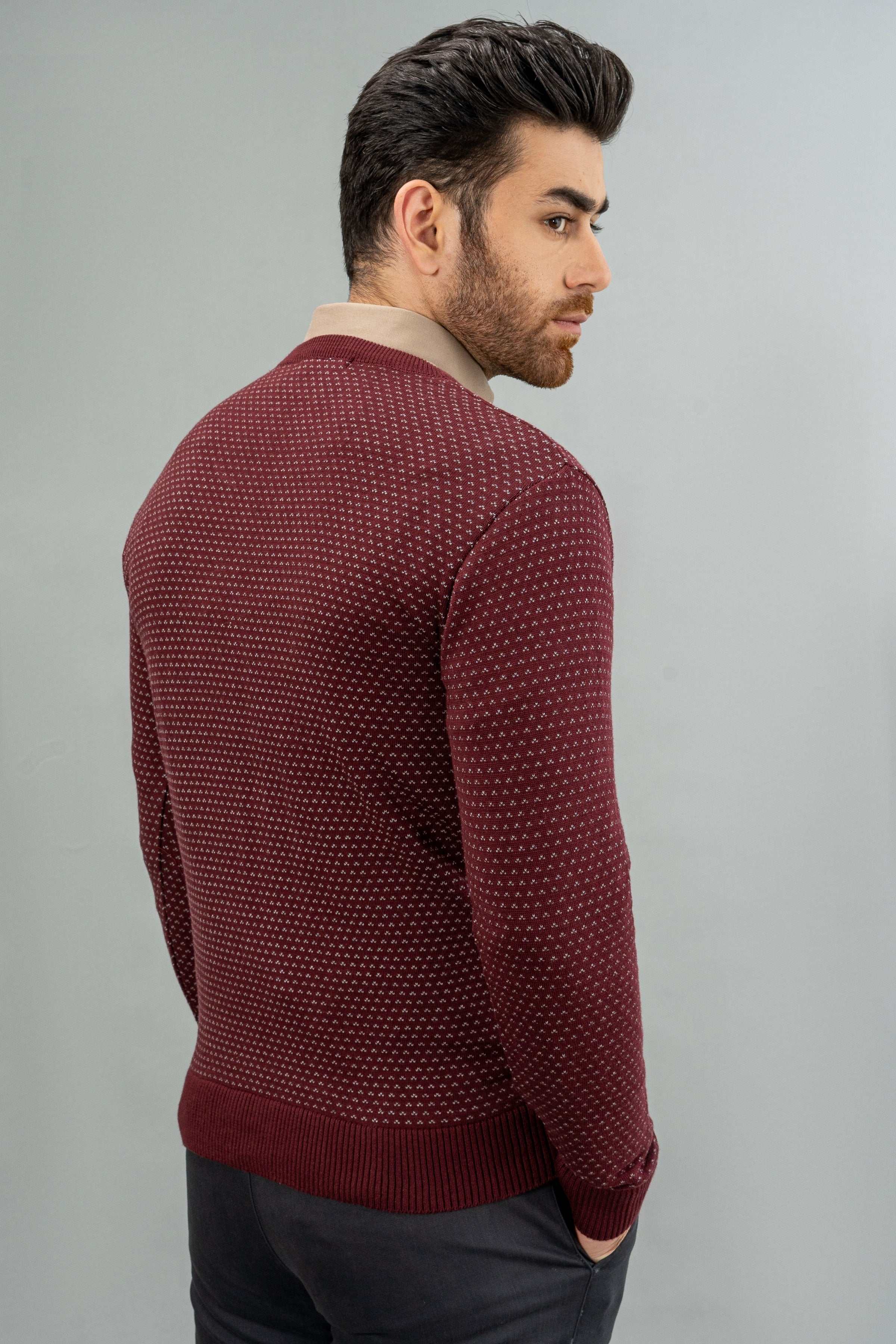 FULL SLEEVE SWEATER MAROON at Charcoal Clothing
