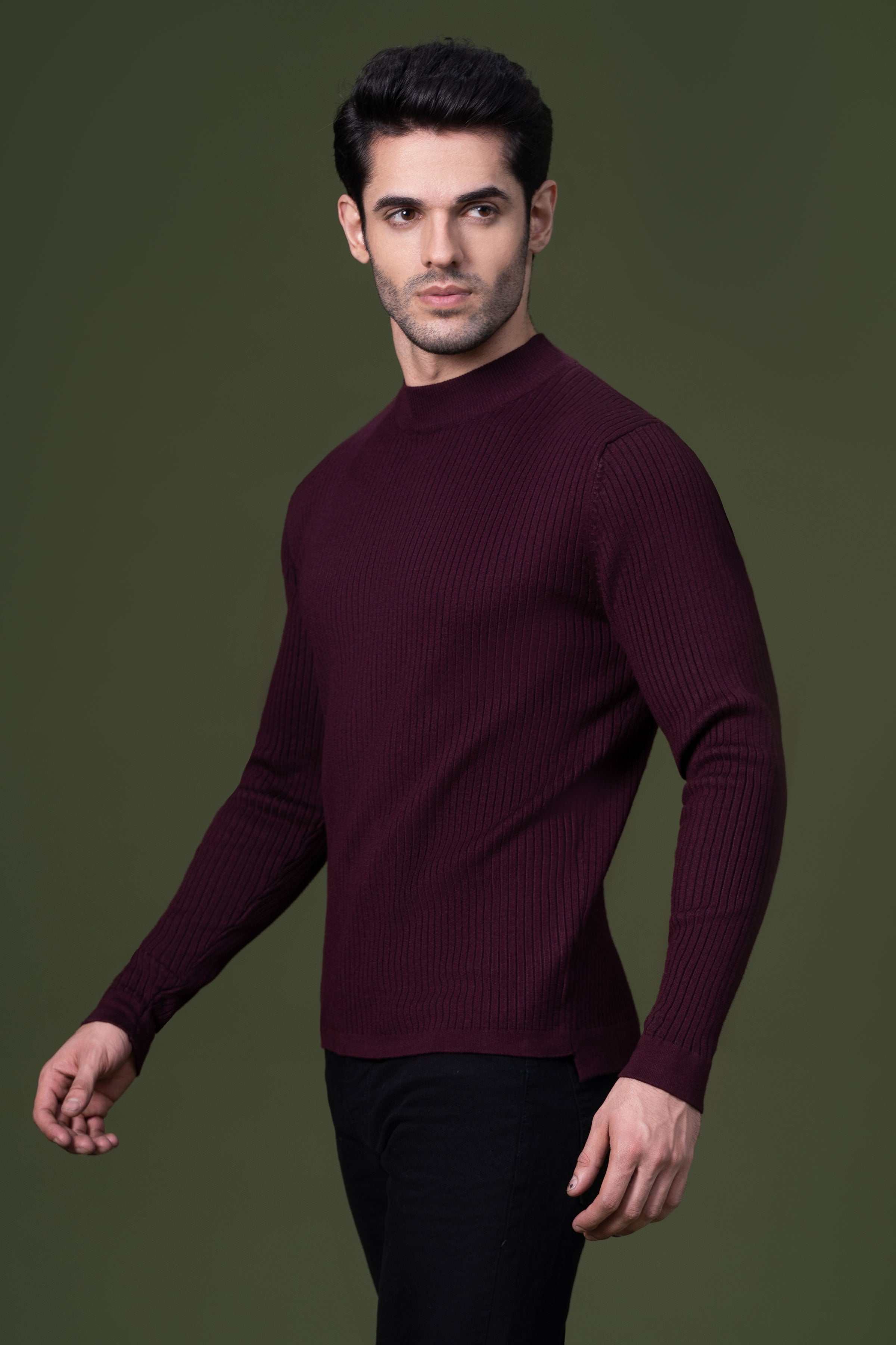 FULL SLEEVE SWEATER MAROON at Charcoal Clothing