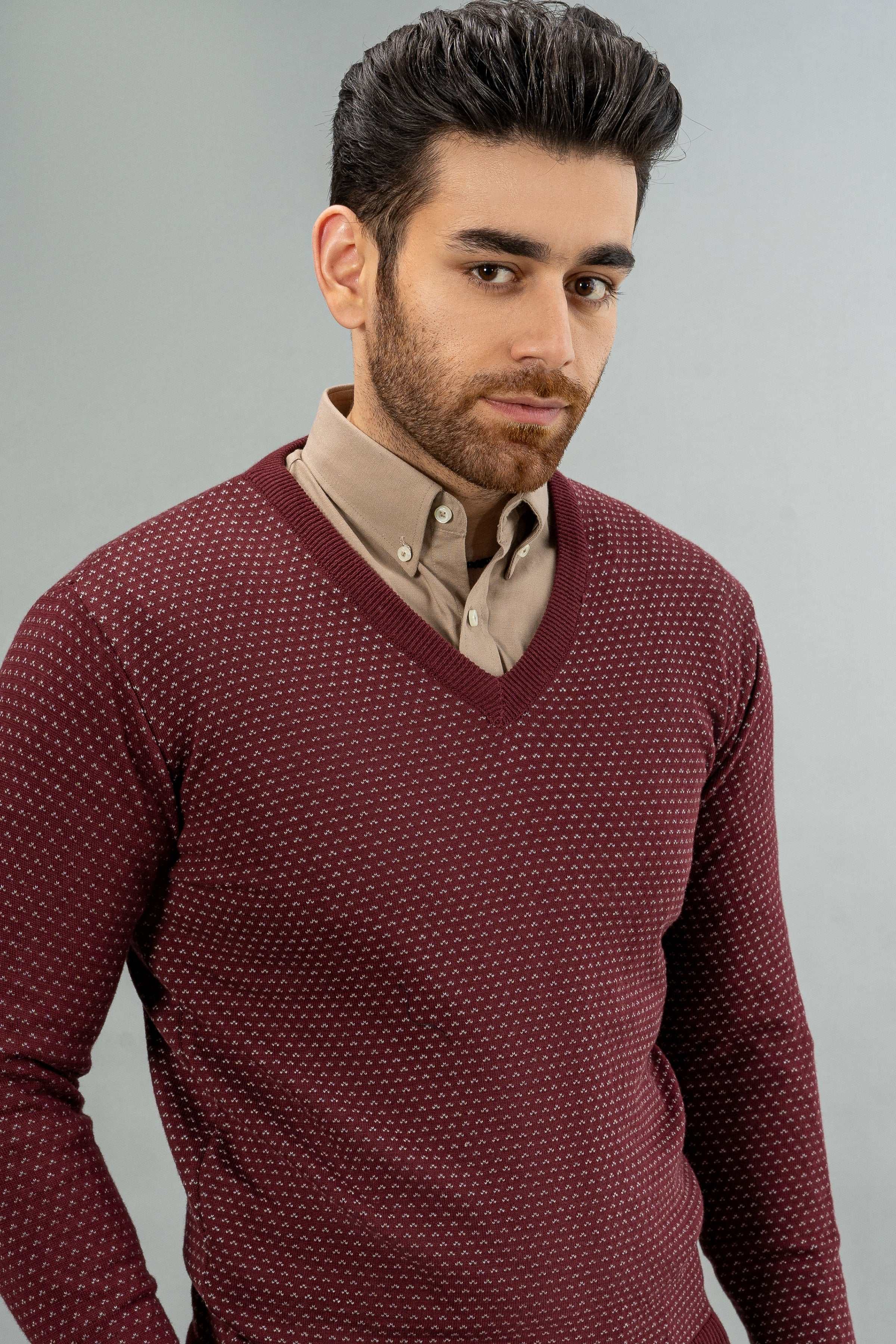 FULL SLEEVE SWEATER MAROON at Charcoal Clothing