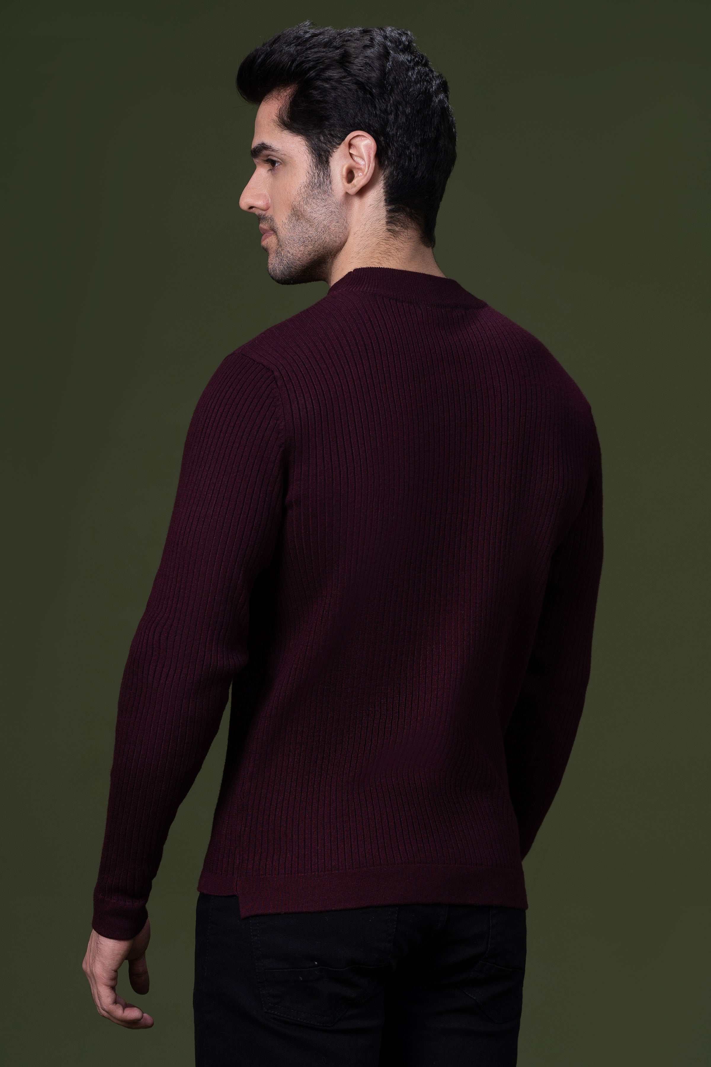 FULL SLEEVE SWEATER MAROON at Charcoal Clothing