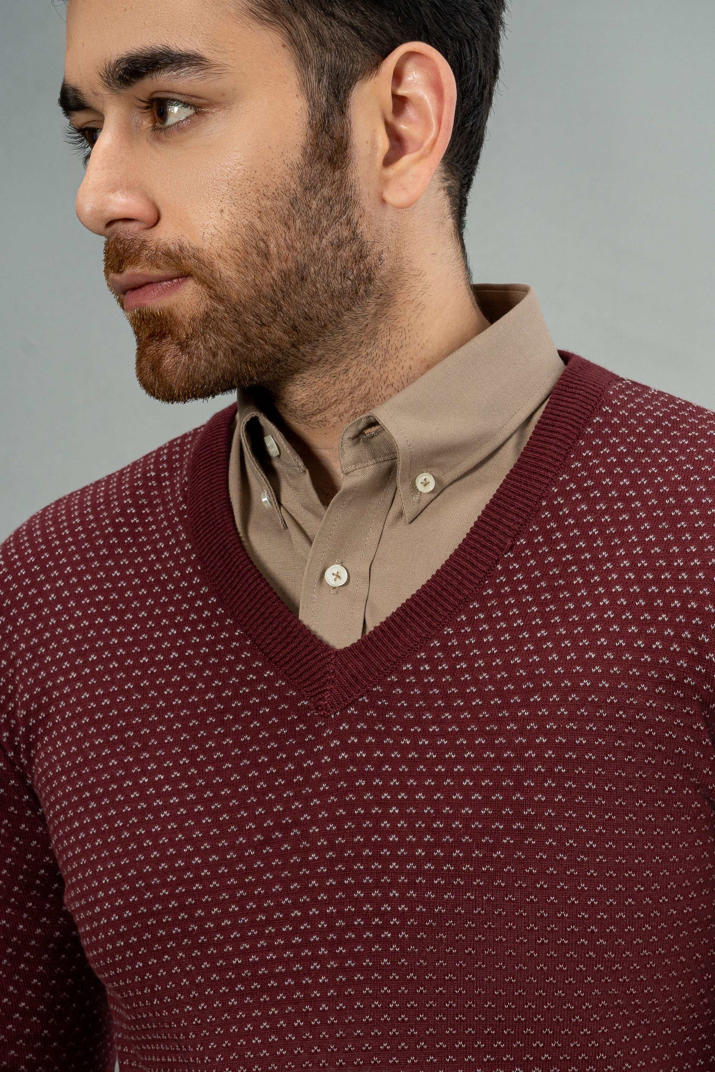 FULL SLEEVE SWEATER MAROON at Charcoal Clothing