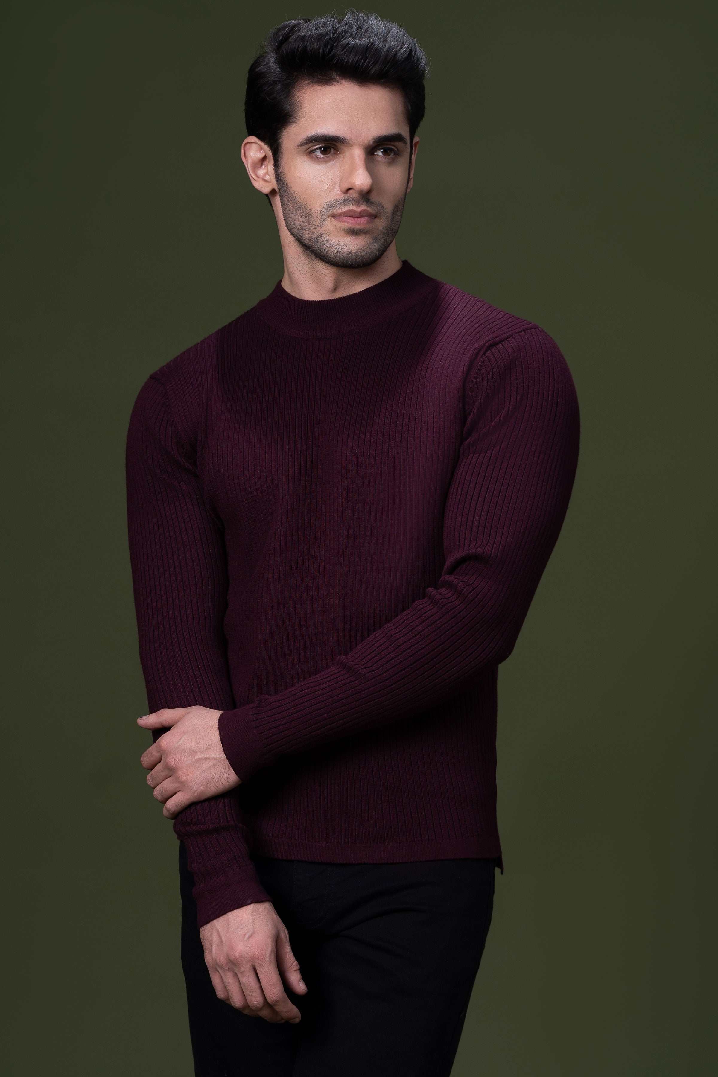 FULL SLEEVE SWEATER MAROON at Charcoal Clothing