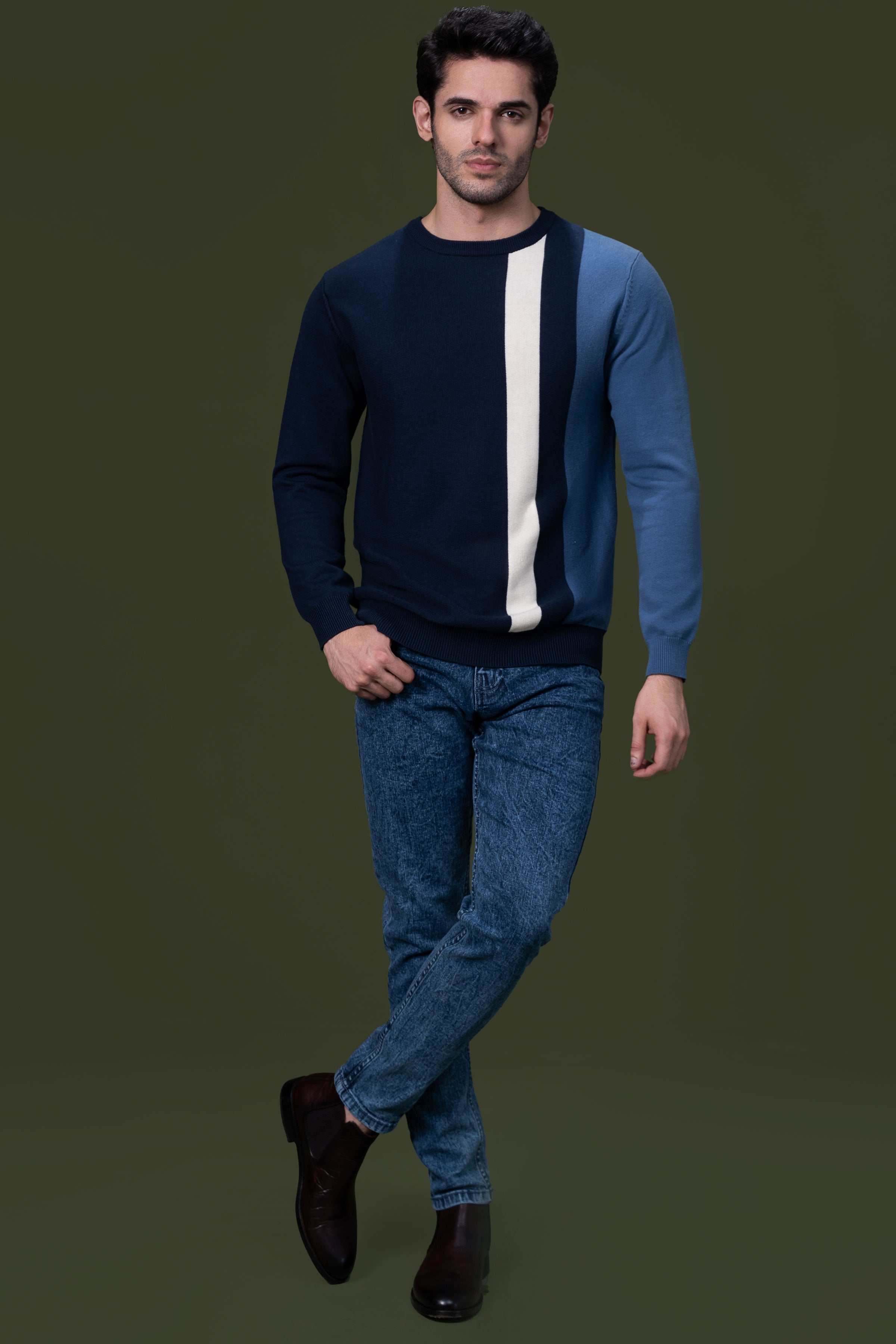 FULL SLEEVE SWEATER NAVY at Charcoal Clothing