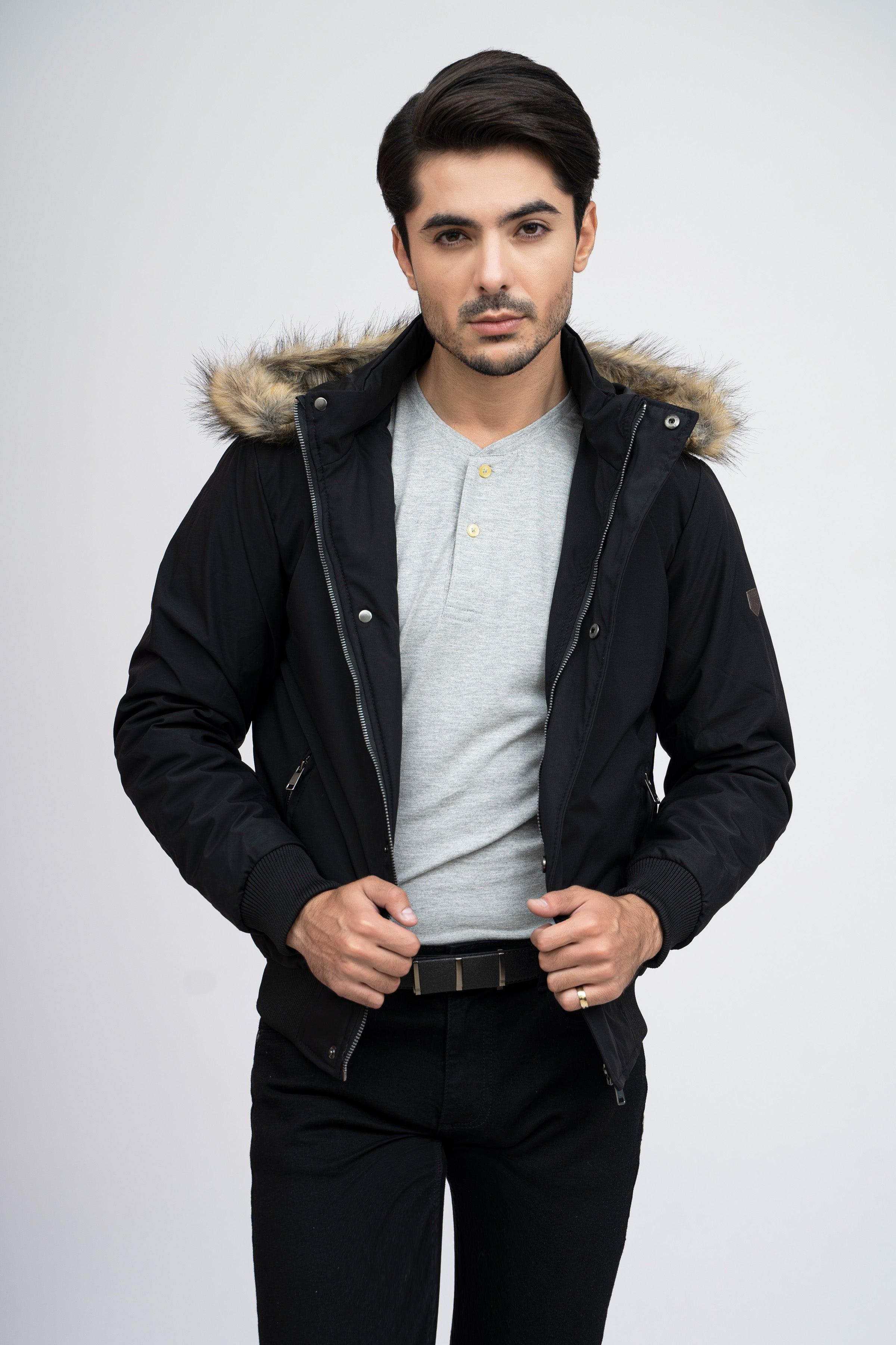 FUR JACKET F/S BLACK at Charcoal Clothing