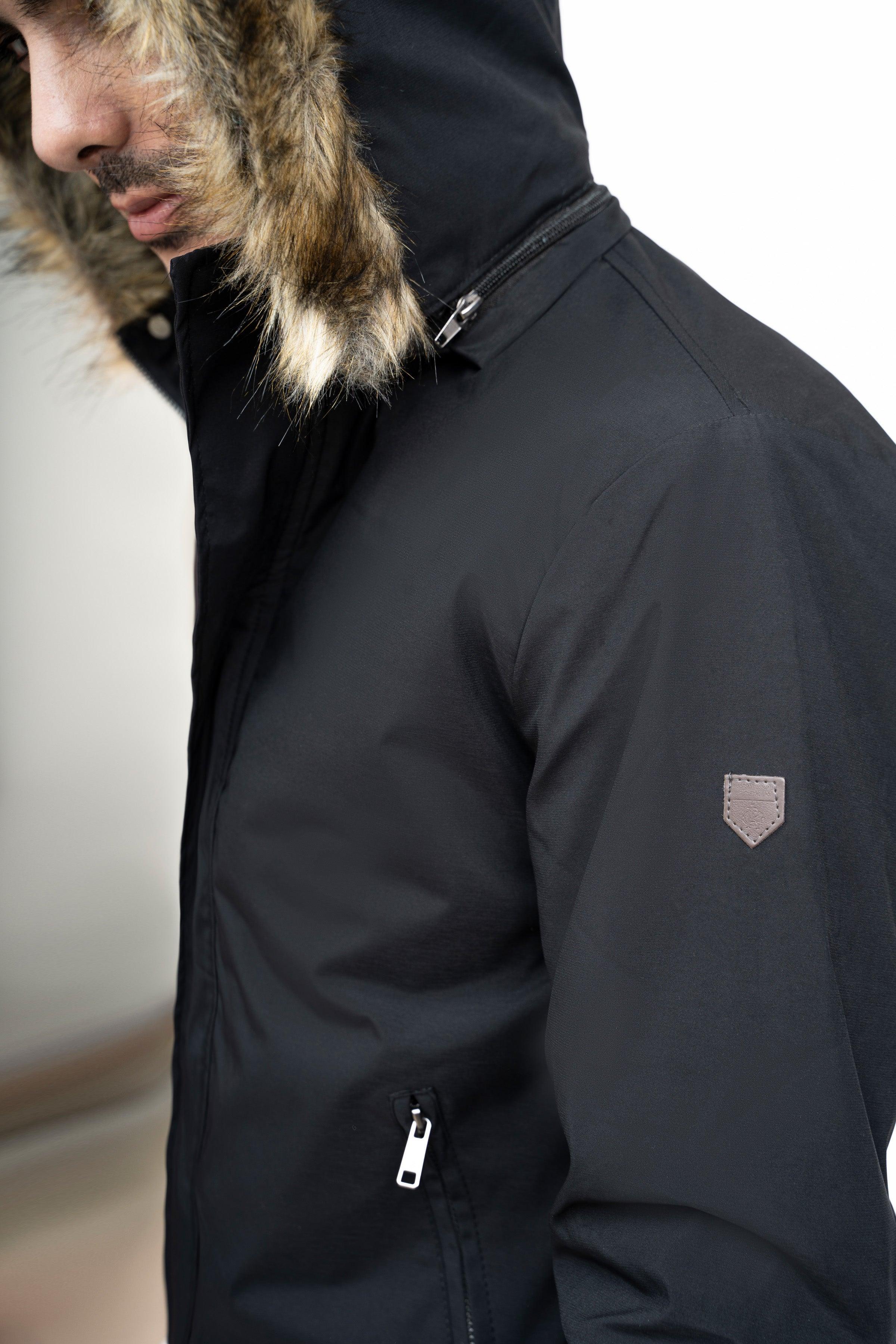 FUR JACKET F/S BLACK at Charcoal Clothing
