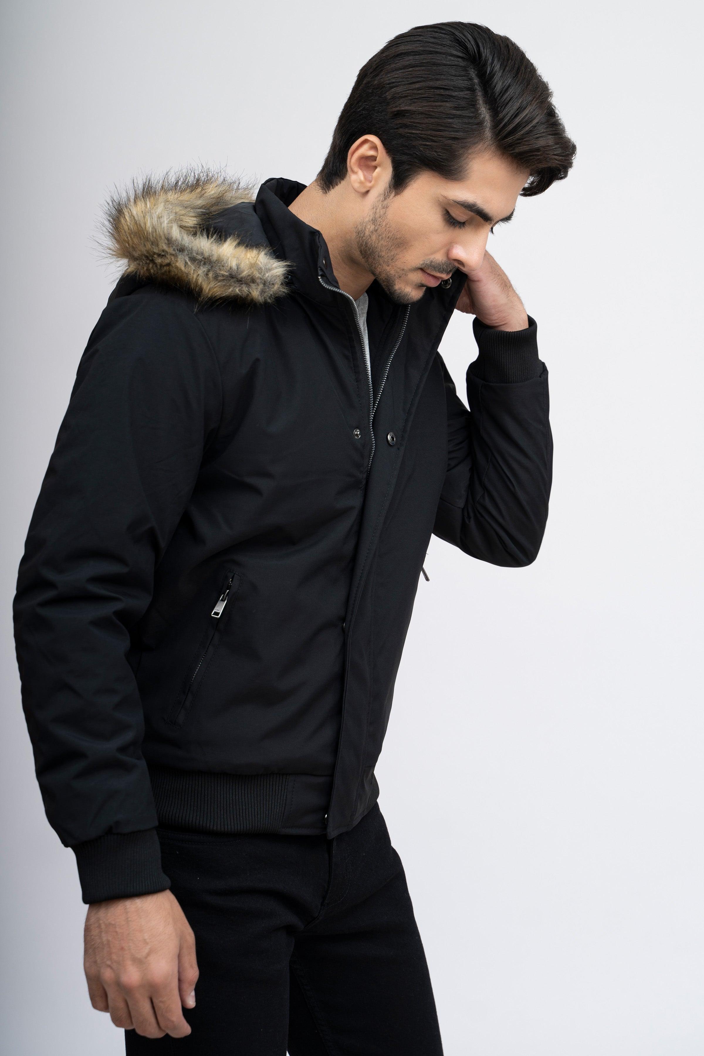 FUR JACKET F/S BLACK at Charcoal Clothing