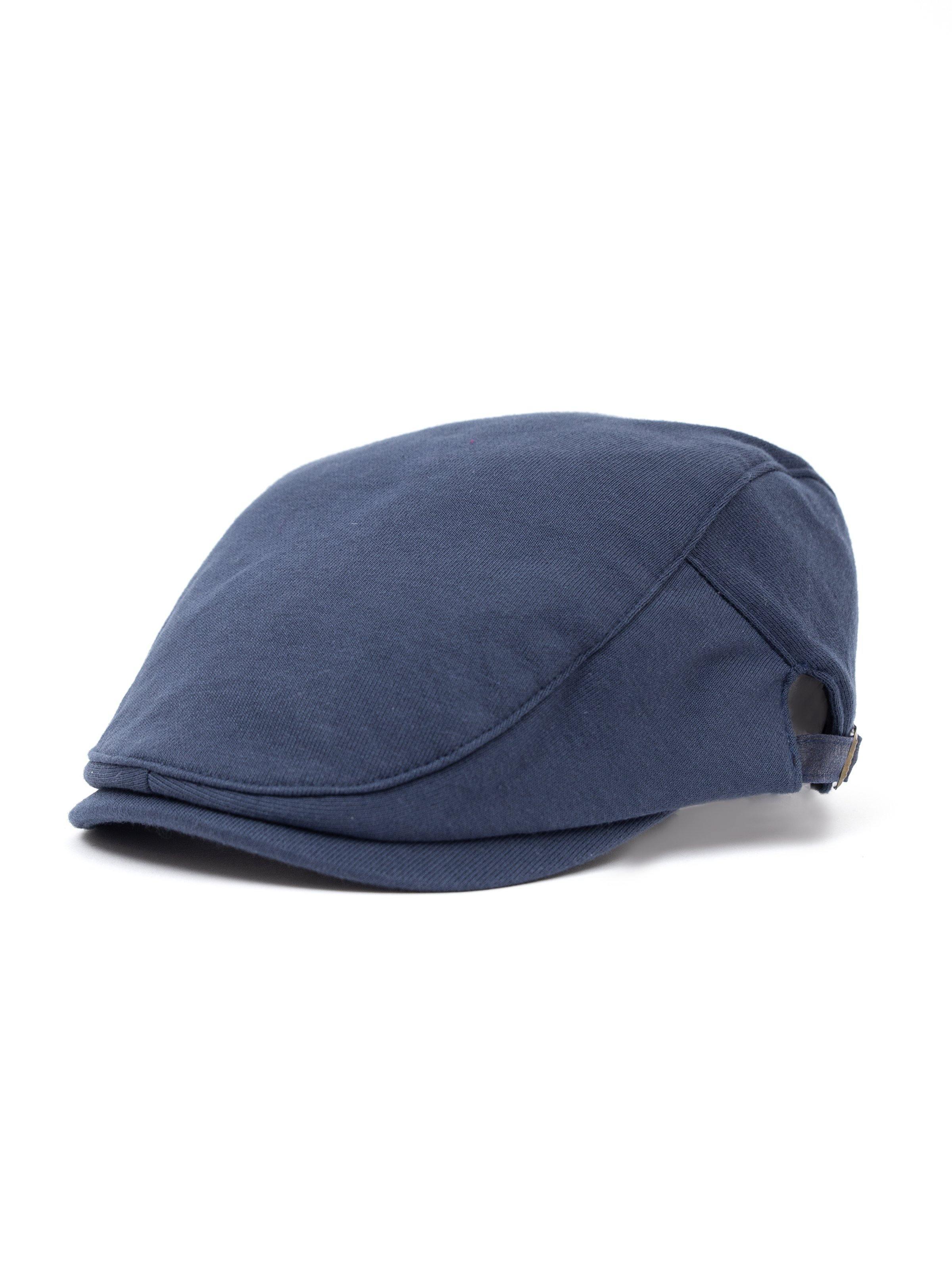 Navy golf cap, side view with curved brim