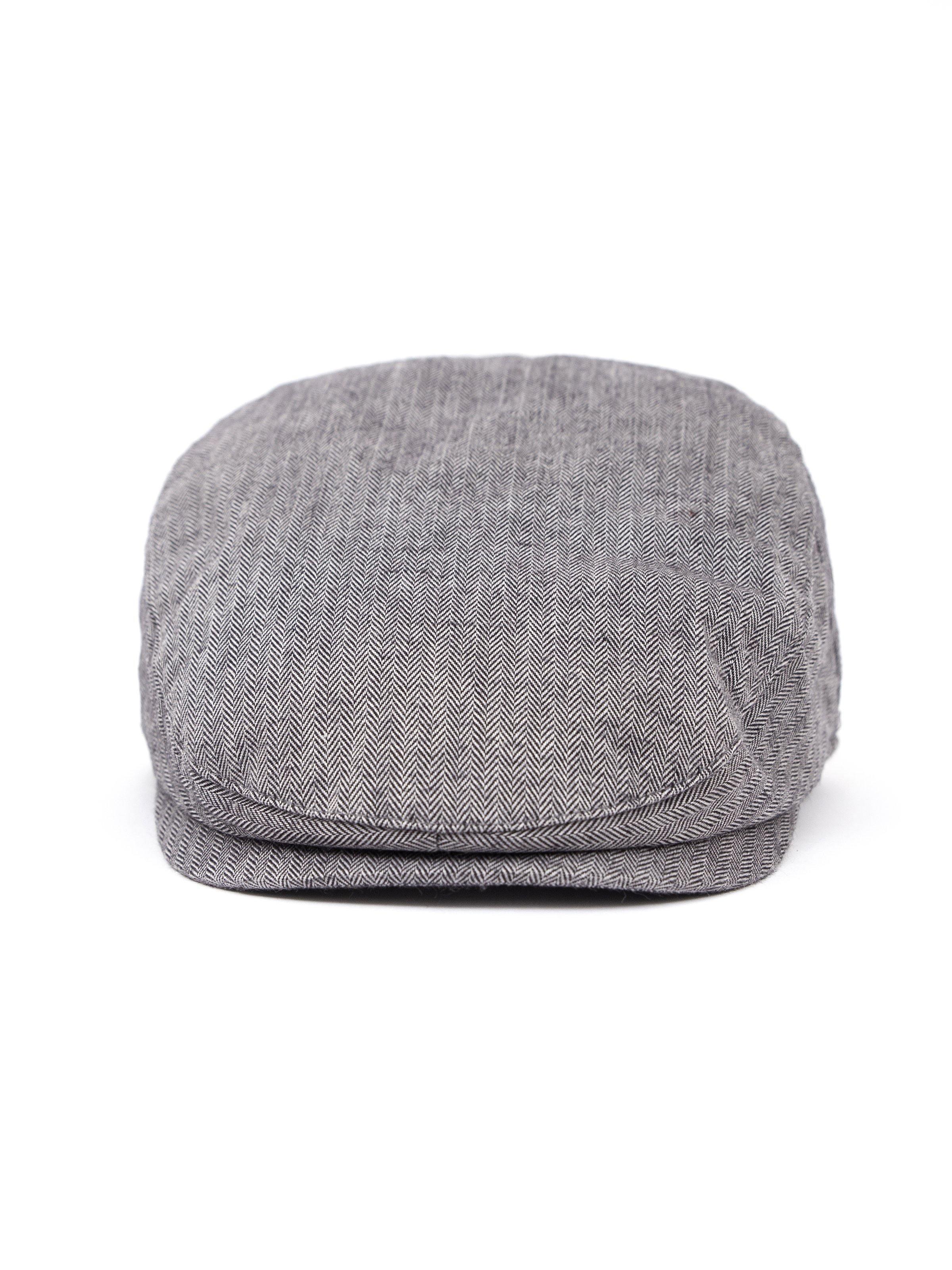 Gray golf cap with curved brim and stitched panel design