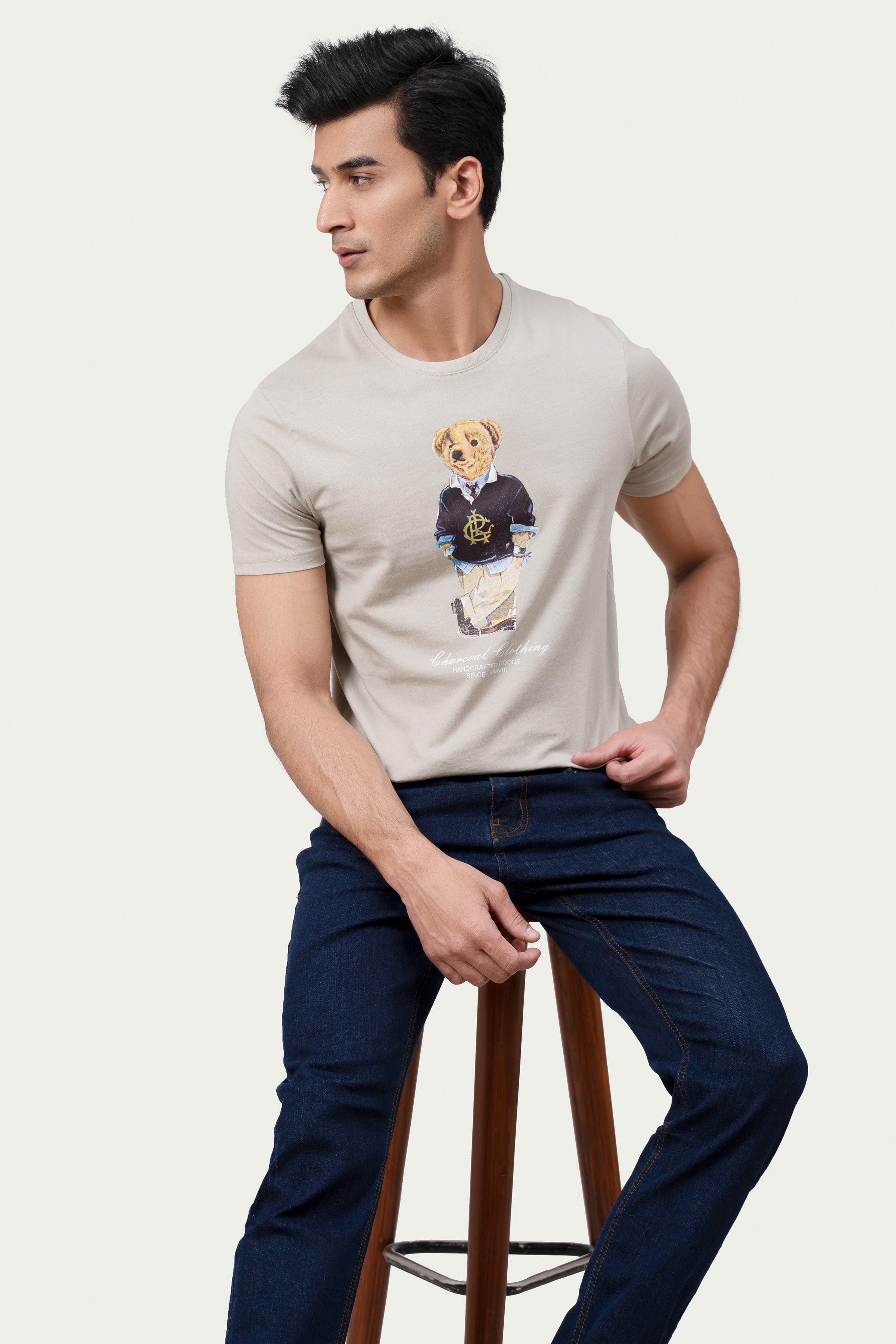 GRAPHIC T SHIRT KHAKI at Charcoal Clothing