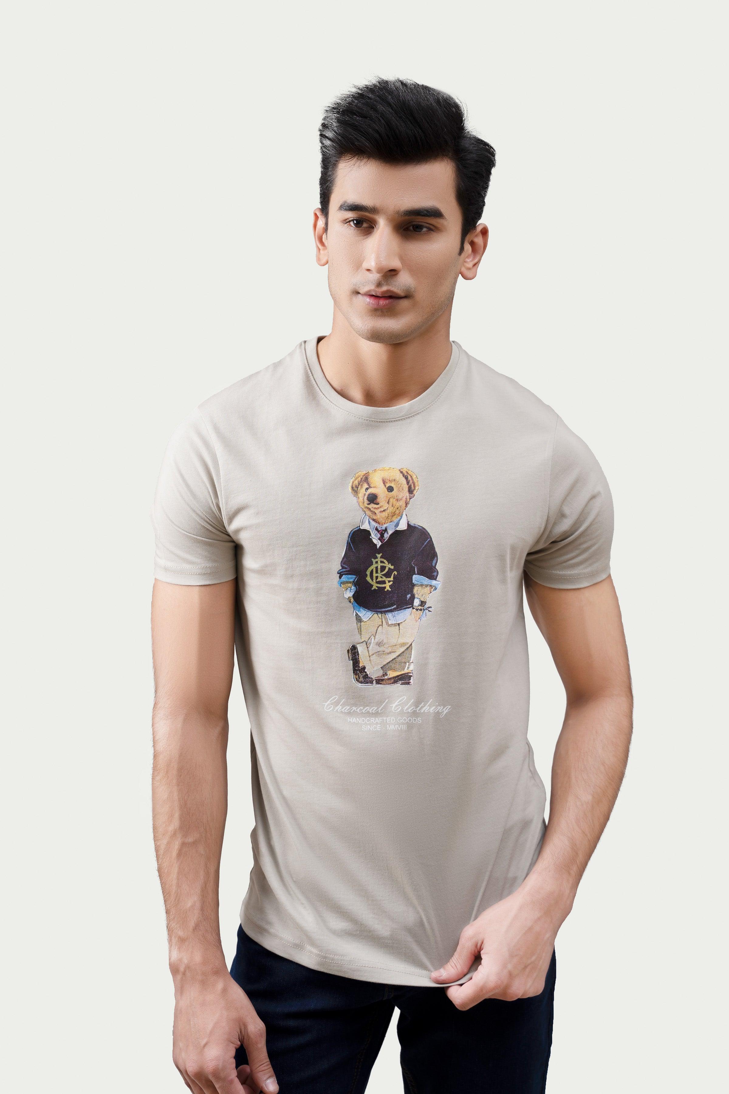 GRAPHIC T SHIRT KHAKI at Charcoal Clothing