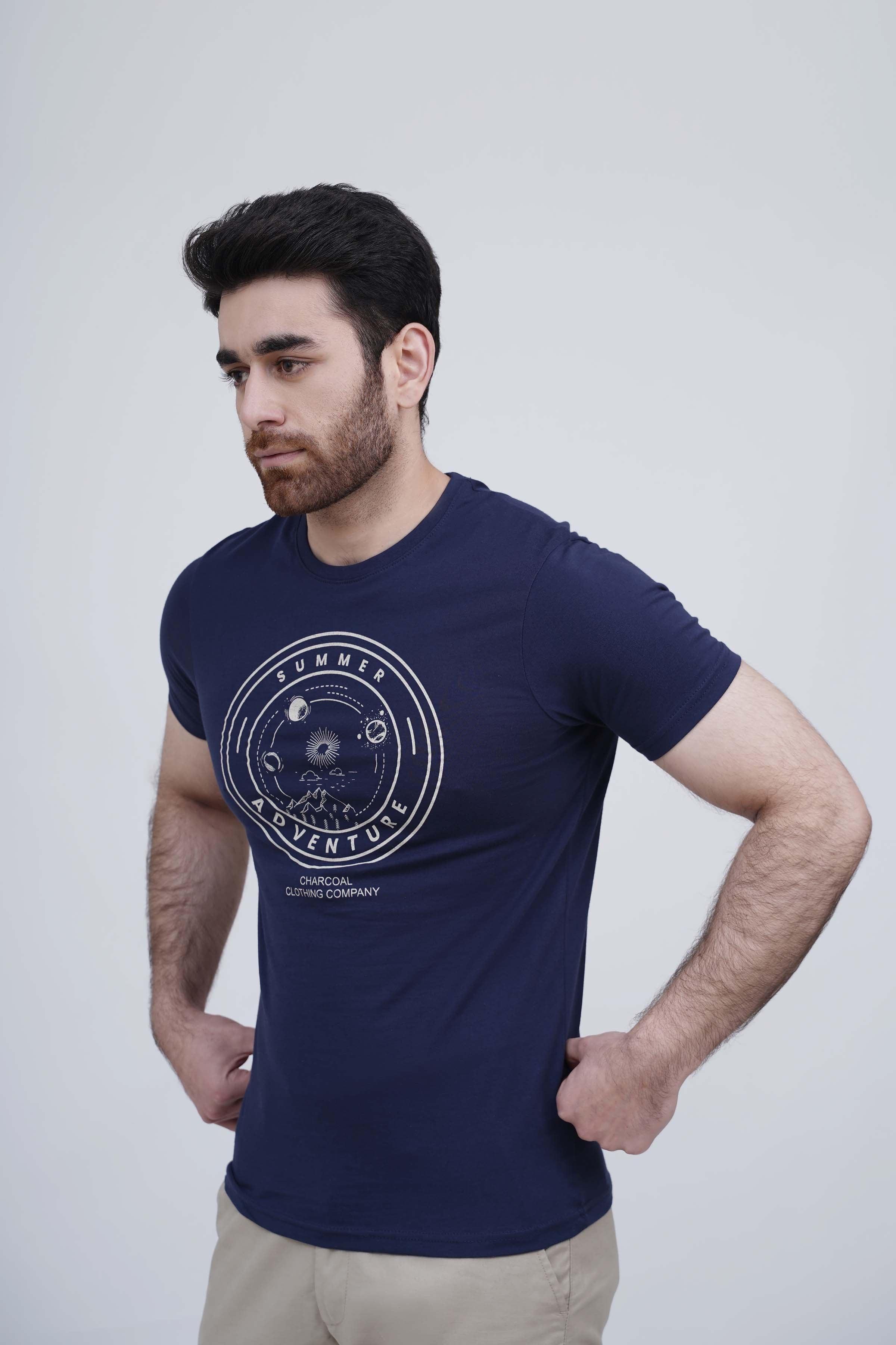 GRAPHIC T SHIRT NAVY at Charcoal Clothing