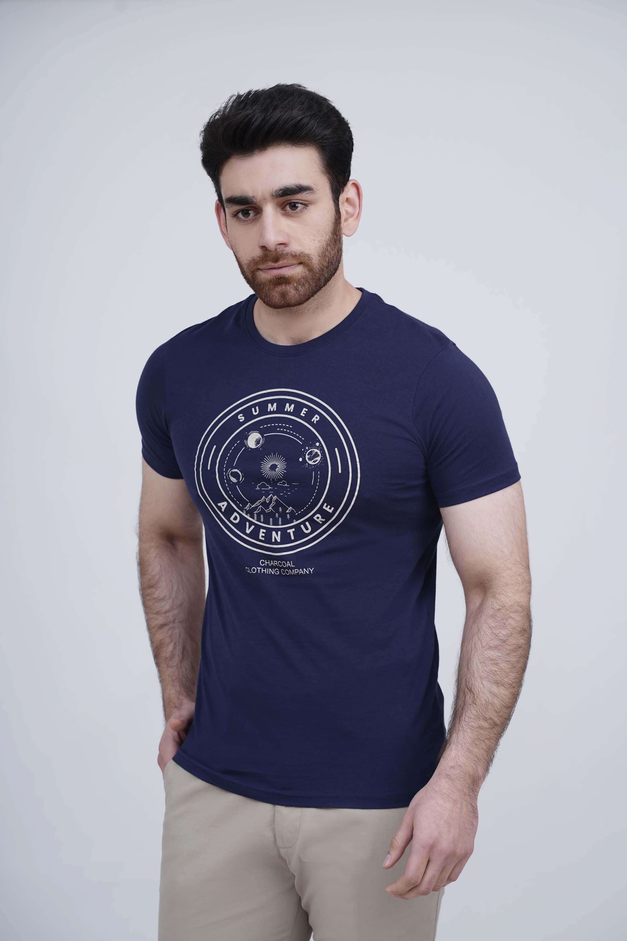 GRAPHIC T SHIRT NAVY at Charcoal Clothing