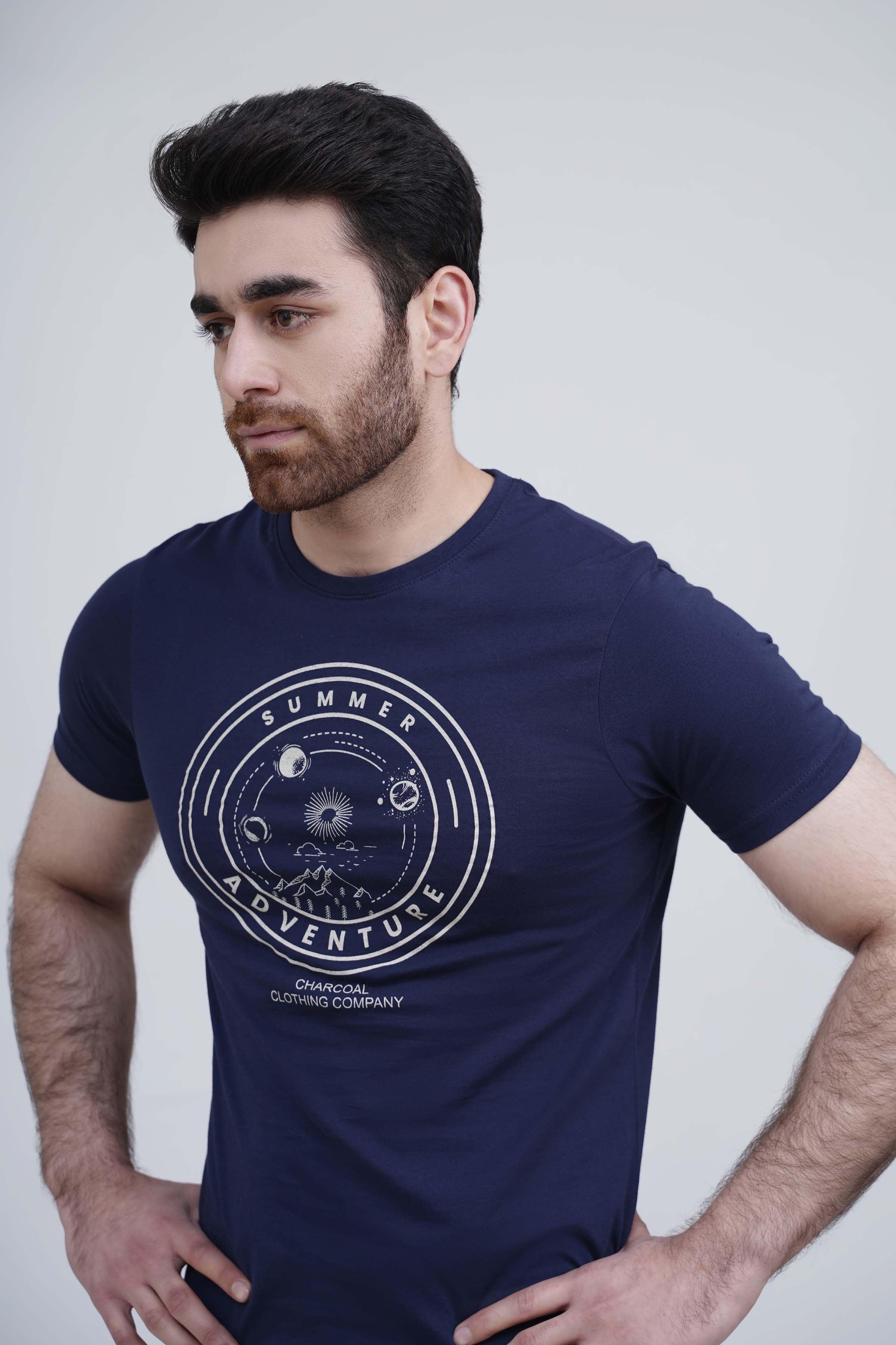 GRAPHIC T SHIRT NAVY at Charcoal Clothing