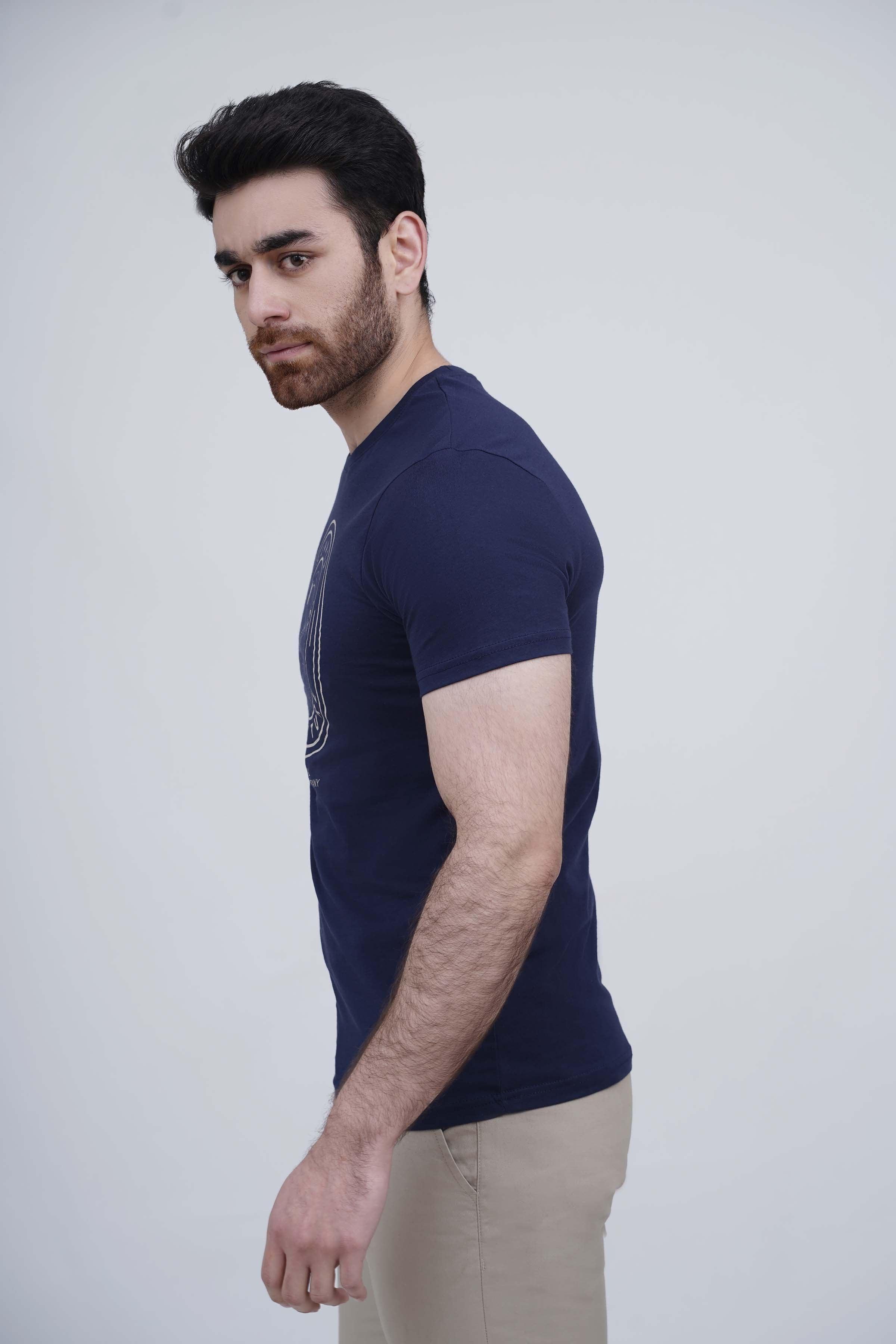 GRAPHIC T SHIRT NAVY at Charcoal Clothing