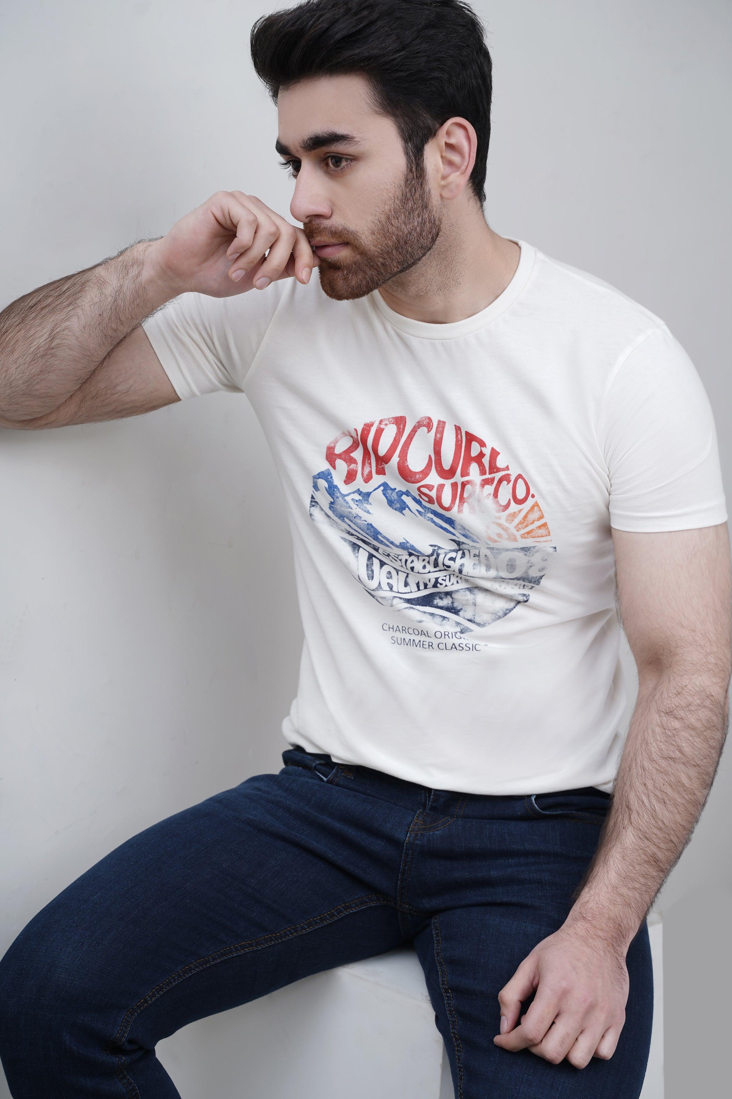 GRAPHIC T SHIRT OFF WHITE at Charcoal Clothing