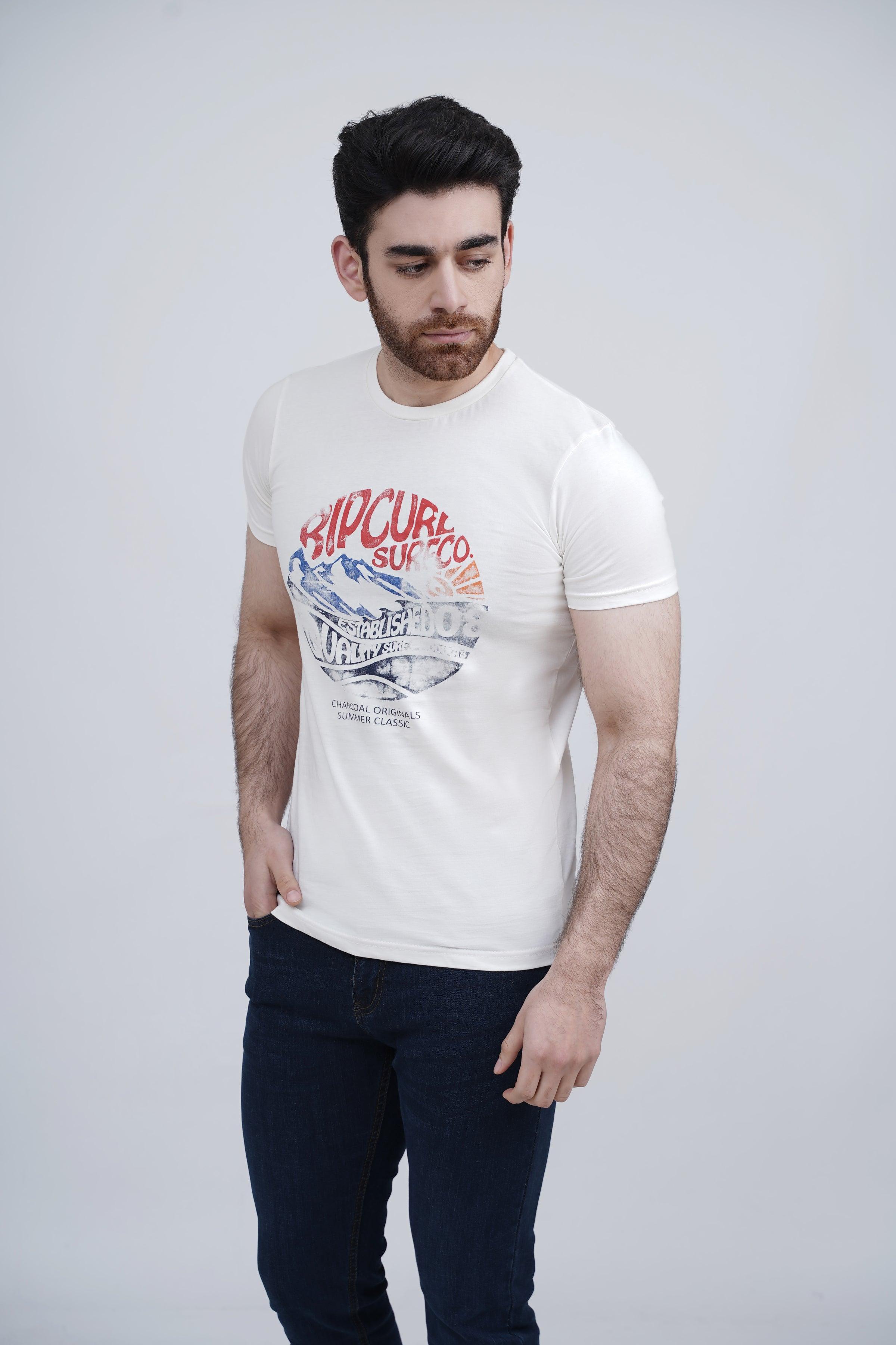 GRAPHIC T SHIRT OFF WHITE at Charcoal Clothing