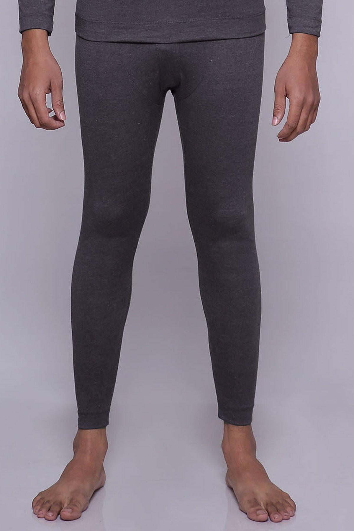 HEATTECH dark grey thermal leggings with ankle-length slim fit and elastic waistband