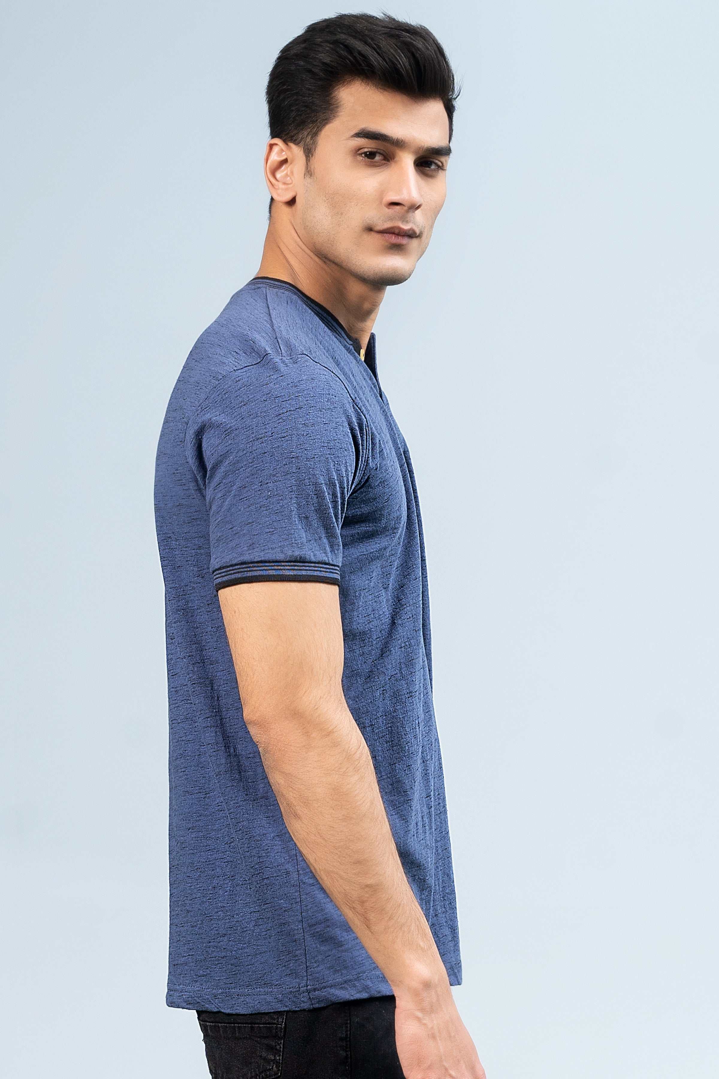 HENLEY SHIRT BLUE at Charcoal Clothing