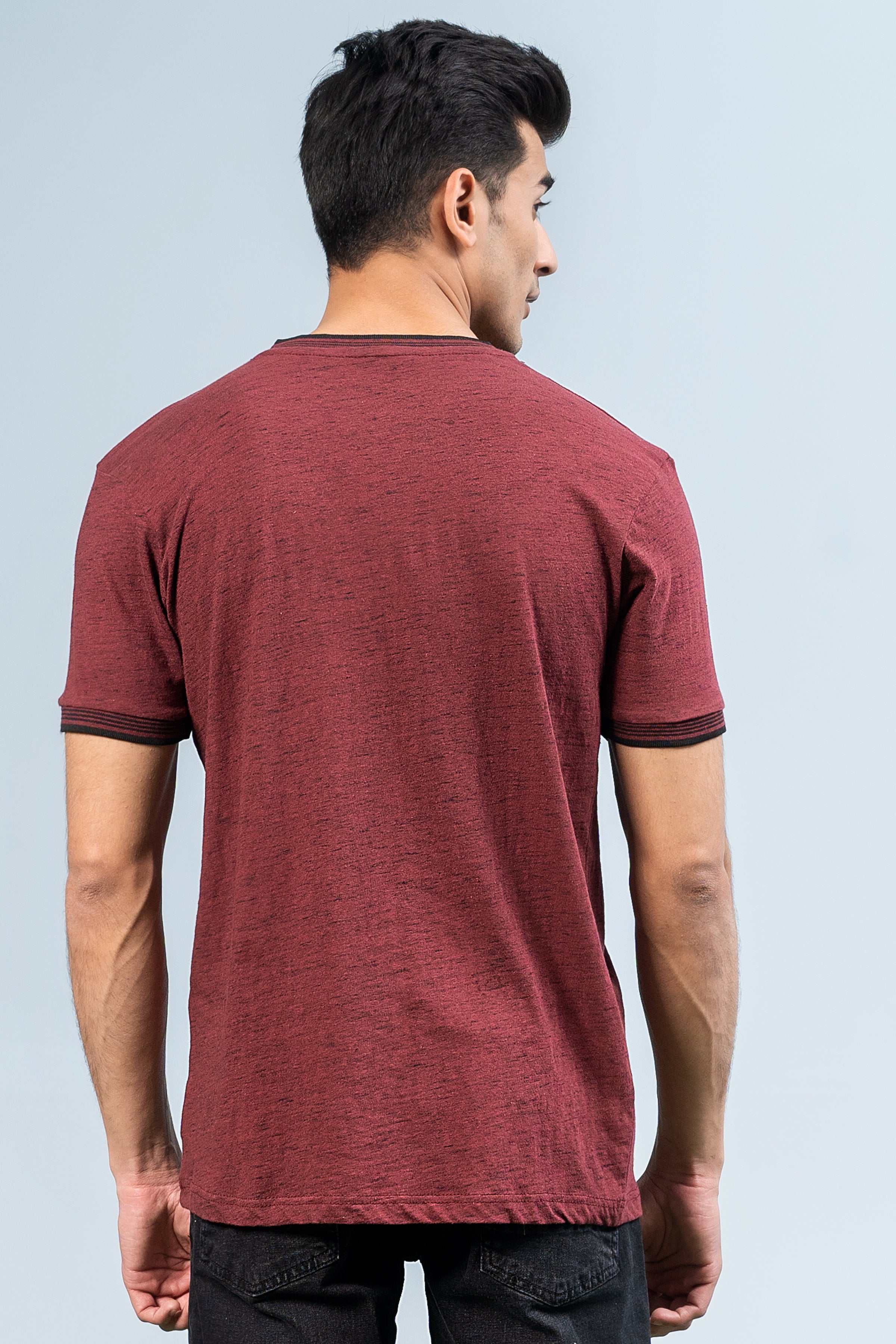 HENLEY SHIRT MAROON at Charcoal Clothing