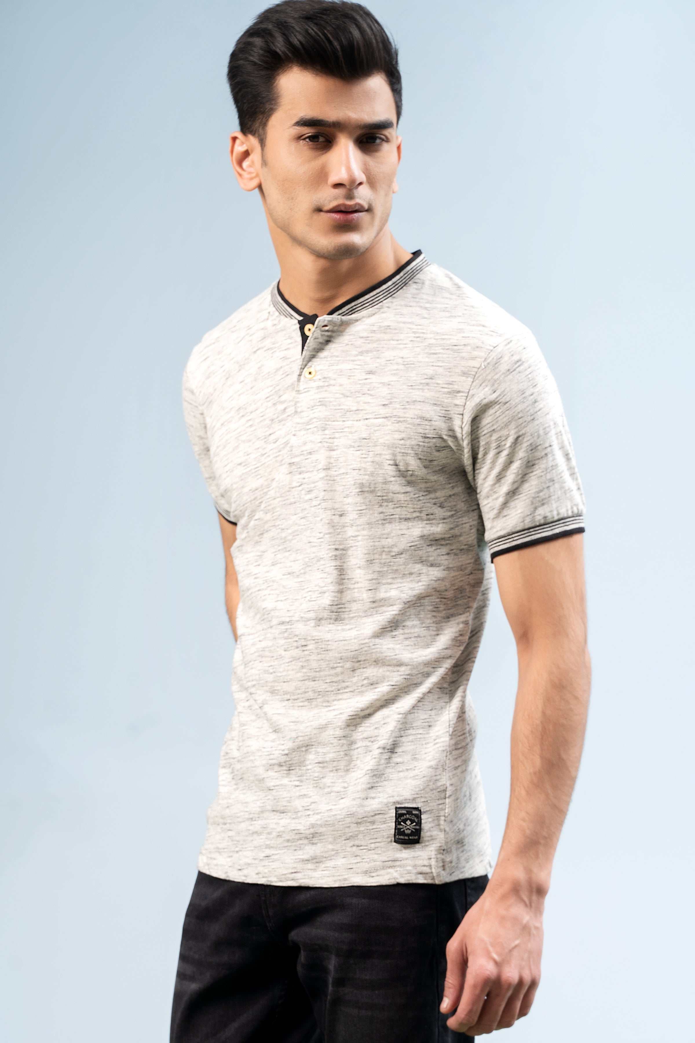 HENLEY SHIRT OATMEAL at Charcoal Clothing